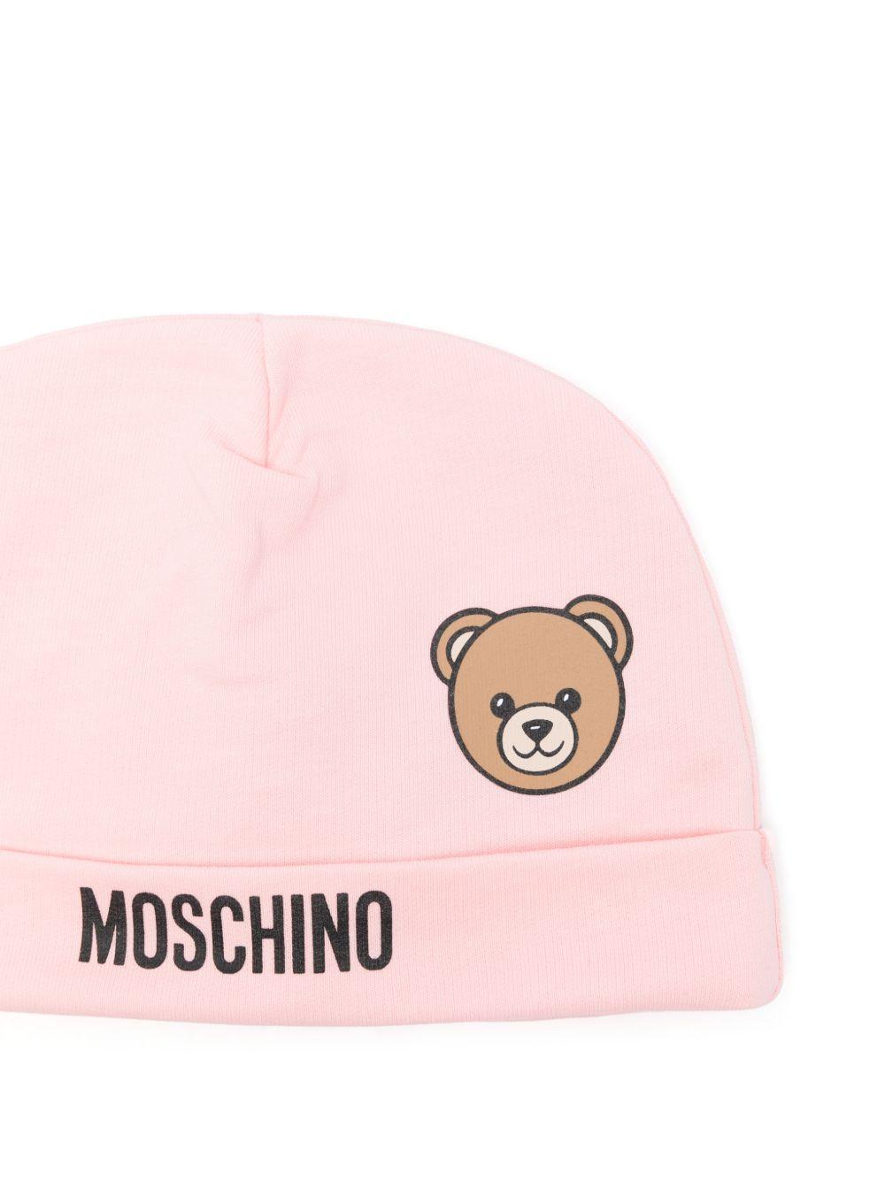 Berretto per neonata Moschino Kids rosa con motivo orsetto MUX05ULCA19 50209 MOSCHINO KIDS