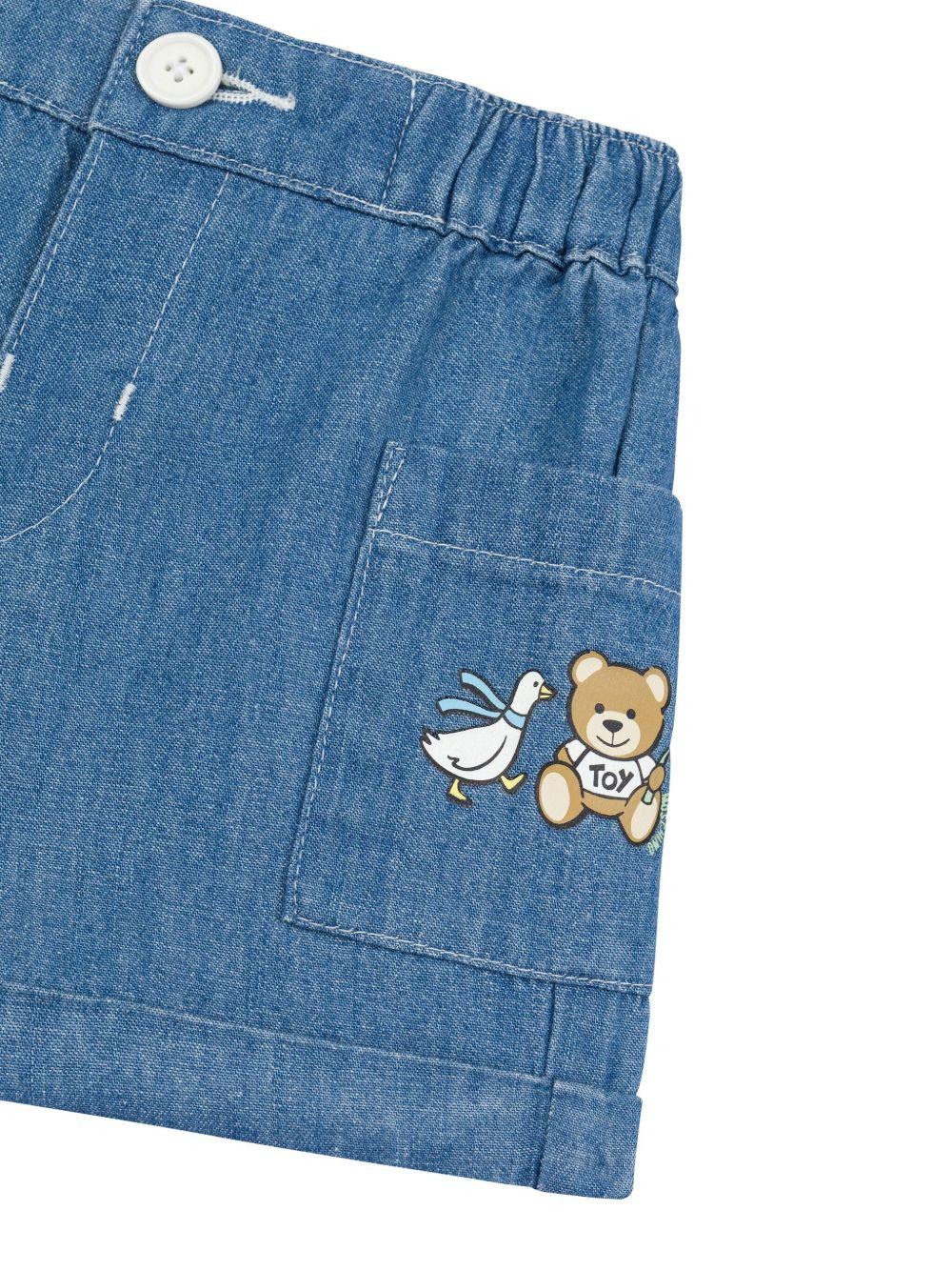 Bermuda con logo per neonata Moschino Kids indaco con vita elasticizzata MUQ019L0E13 40933 MOSCHINO KIDS