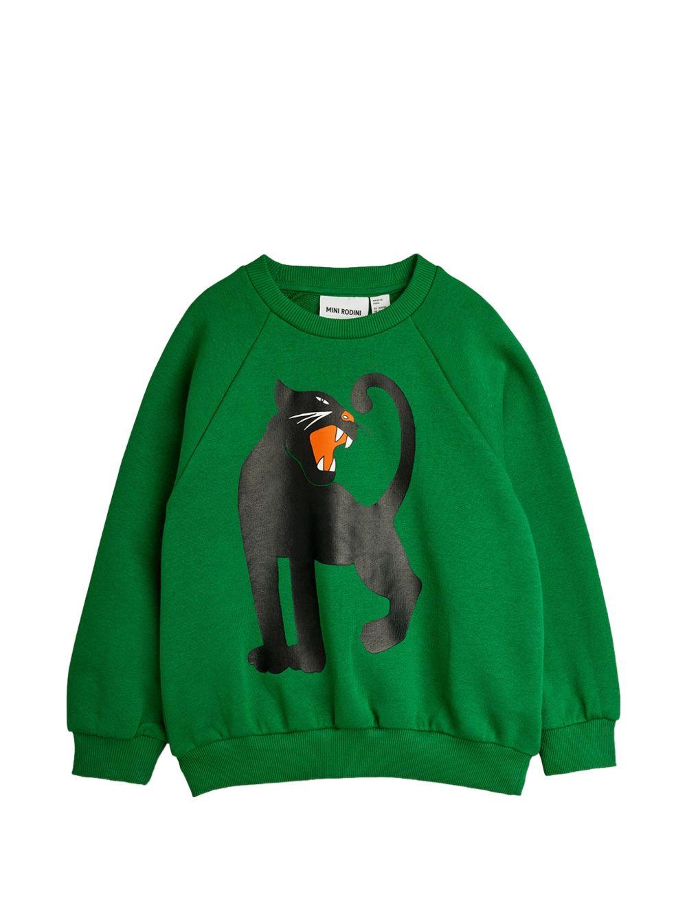 Felpa per bambino Mini Rodini verde con stampa grafica pantera 11000335 GREEN MINI RODINI KIDS