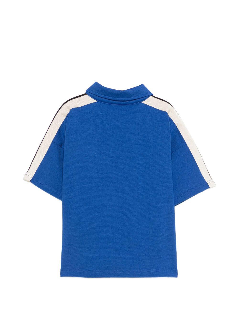 T-shirt per bambino Palm Angels Kids blu con strisce sulle spalle PBBD013S26FLE001 060 PALM ANGELS KIDS