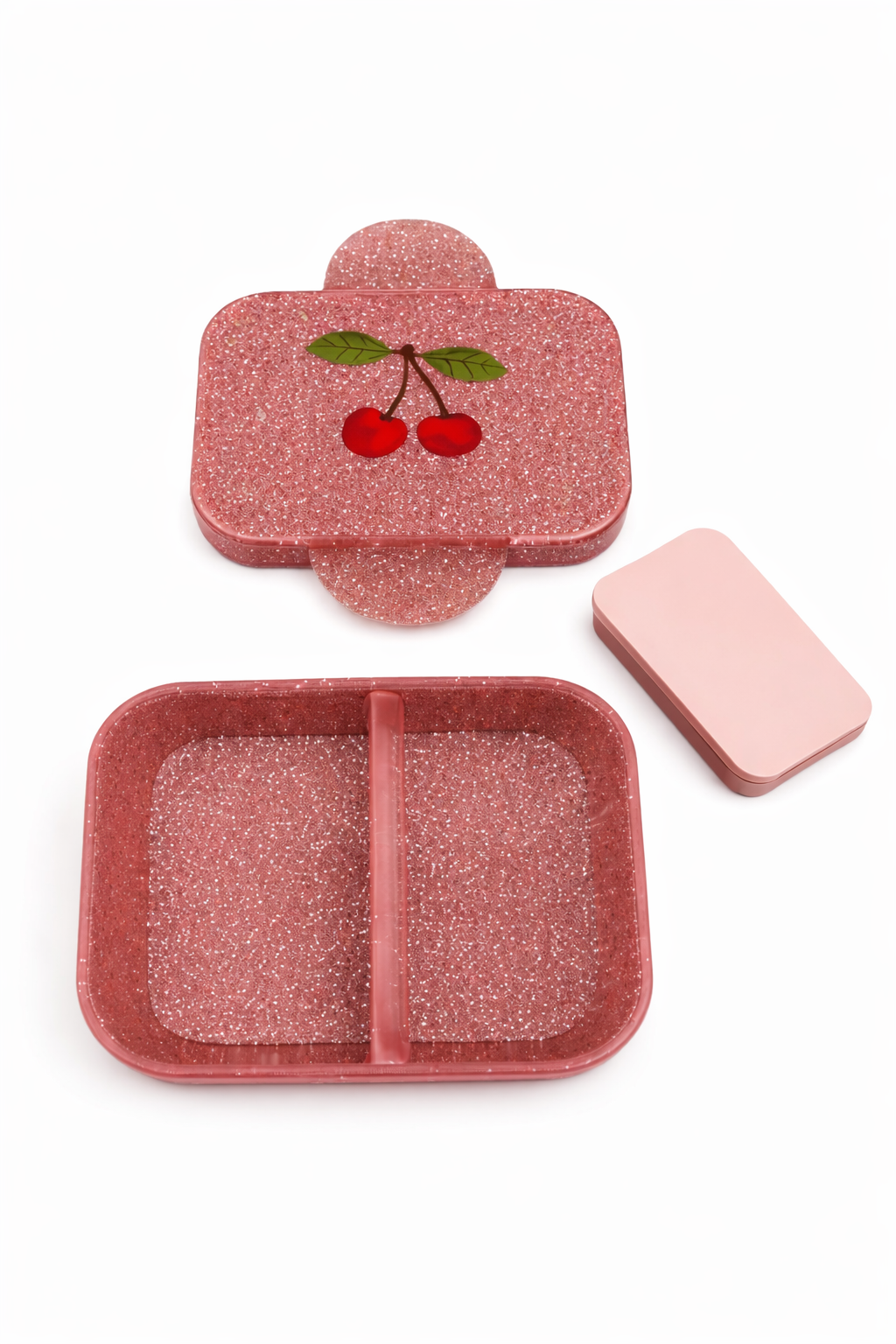 Box portapranzo per bambina Konges Slojd rosa con dettagli glitter KS105456 CHERRY GLITTER KONGES SLOJD