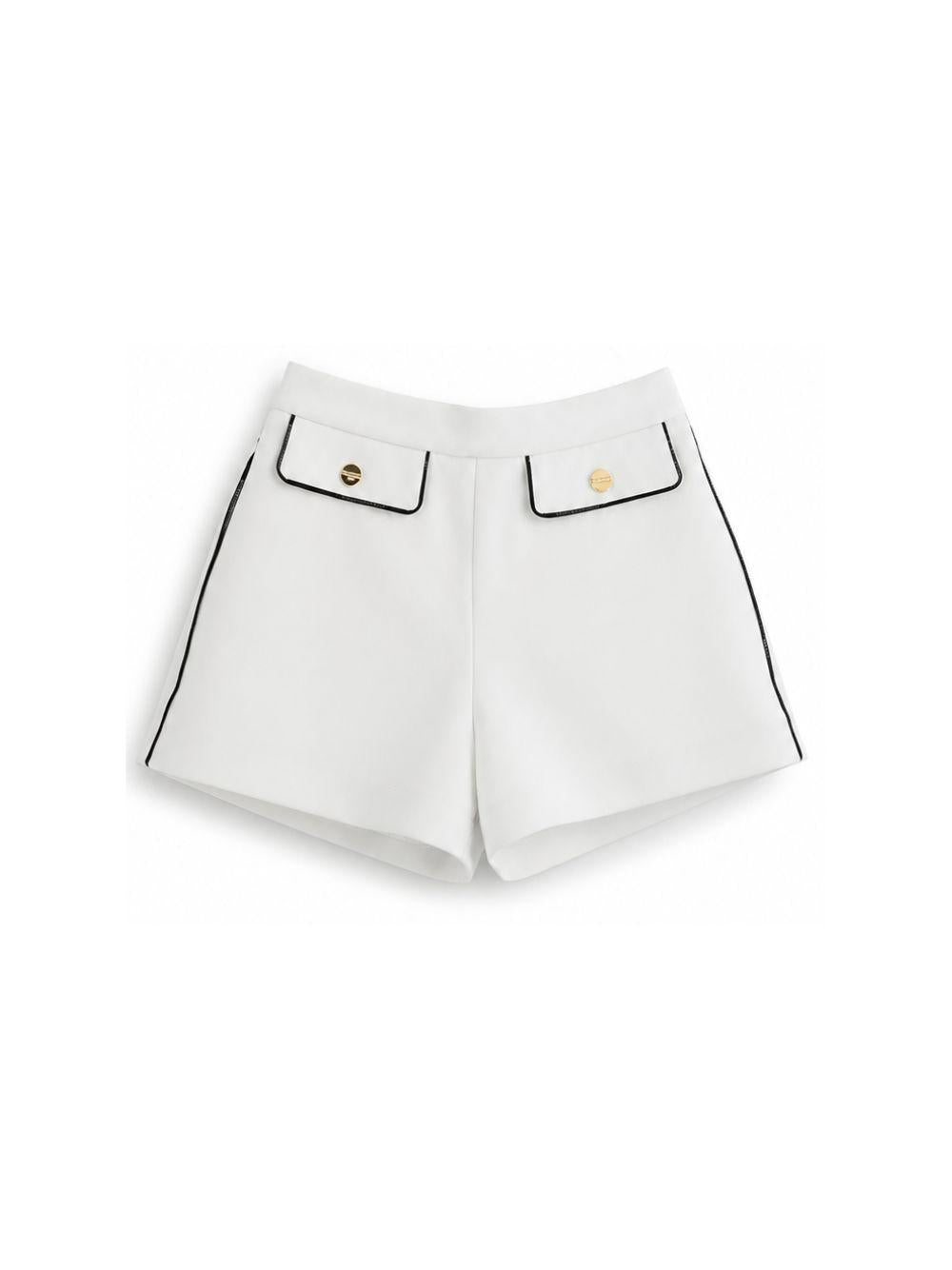 Shorts per neonata Elisabetta Franchi la Mia Bambina bianchi con tasche ad aletta EGBE0270GA022 0100 ElISABETTA FRANCHI KIDS