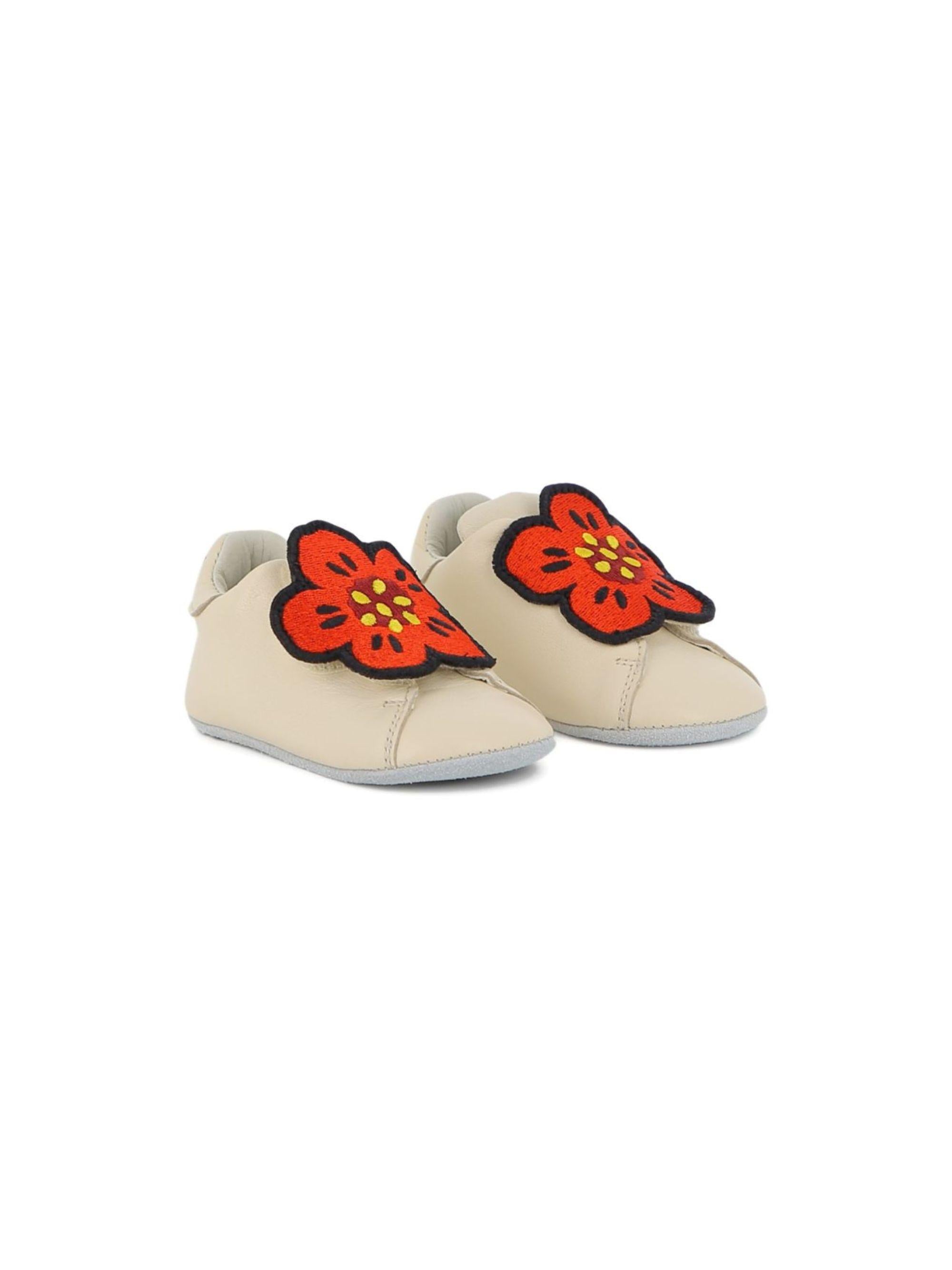 Scarpine primi passi per neonata Kenzo Kids beige con ricamo Boke Flower K61820 117 KENZO KIDS