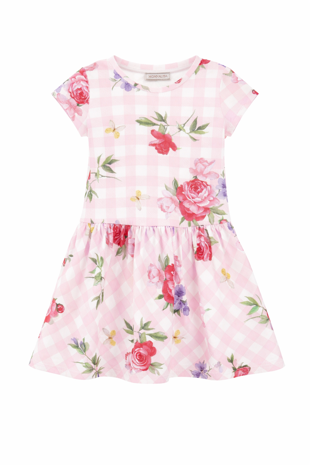 Abito per bambina Monnalisa rosa con motivo a quadri 19G906 7004 0090 MONNALISA