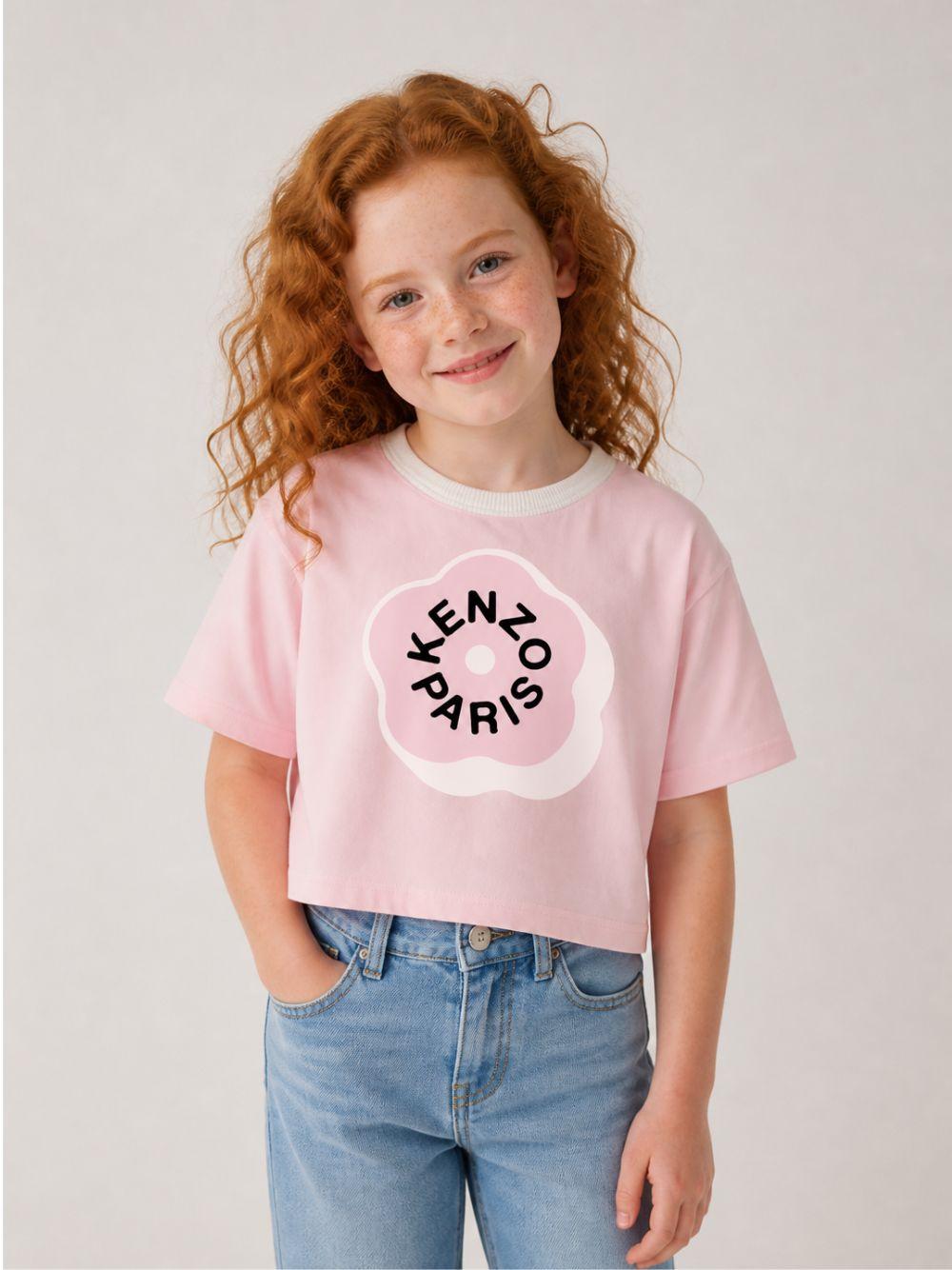T-shirt per bambina Kenzo Kids rosa con taglio crop K62004 44F KENZO KIDS