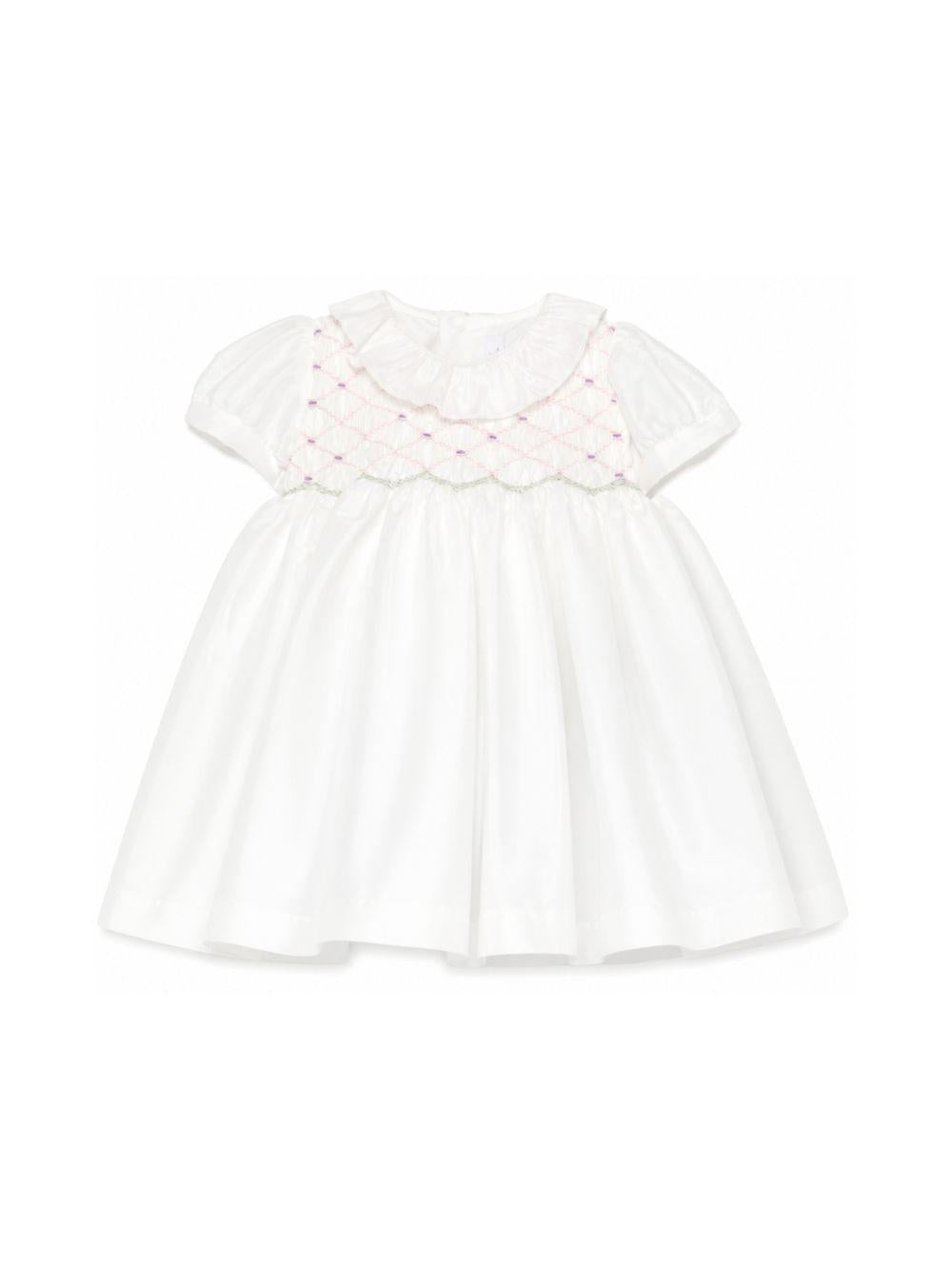 Abito per neonata Mariella Ferrari bianco con dettagli ricamati ATA1 070 MARIELLA FERRARI KIDS
