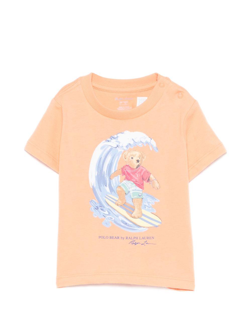 T-shirt per neonati Polo Ralph Lauren Kids arancione con motivo Polo bear 320B13589 001 Ralph Lauren kids