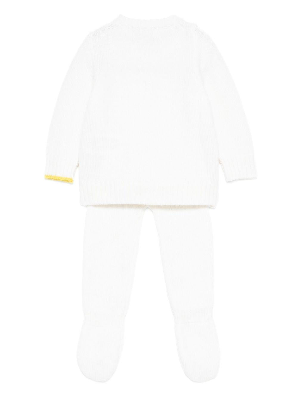 Set maglione e pantaloni per neonata Gensami Kids bianco con decorazione con paillettes GPT-FIOC-WE OFF WHITE GENSAMI
