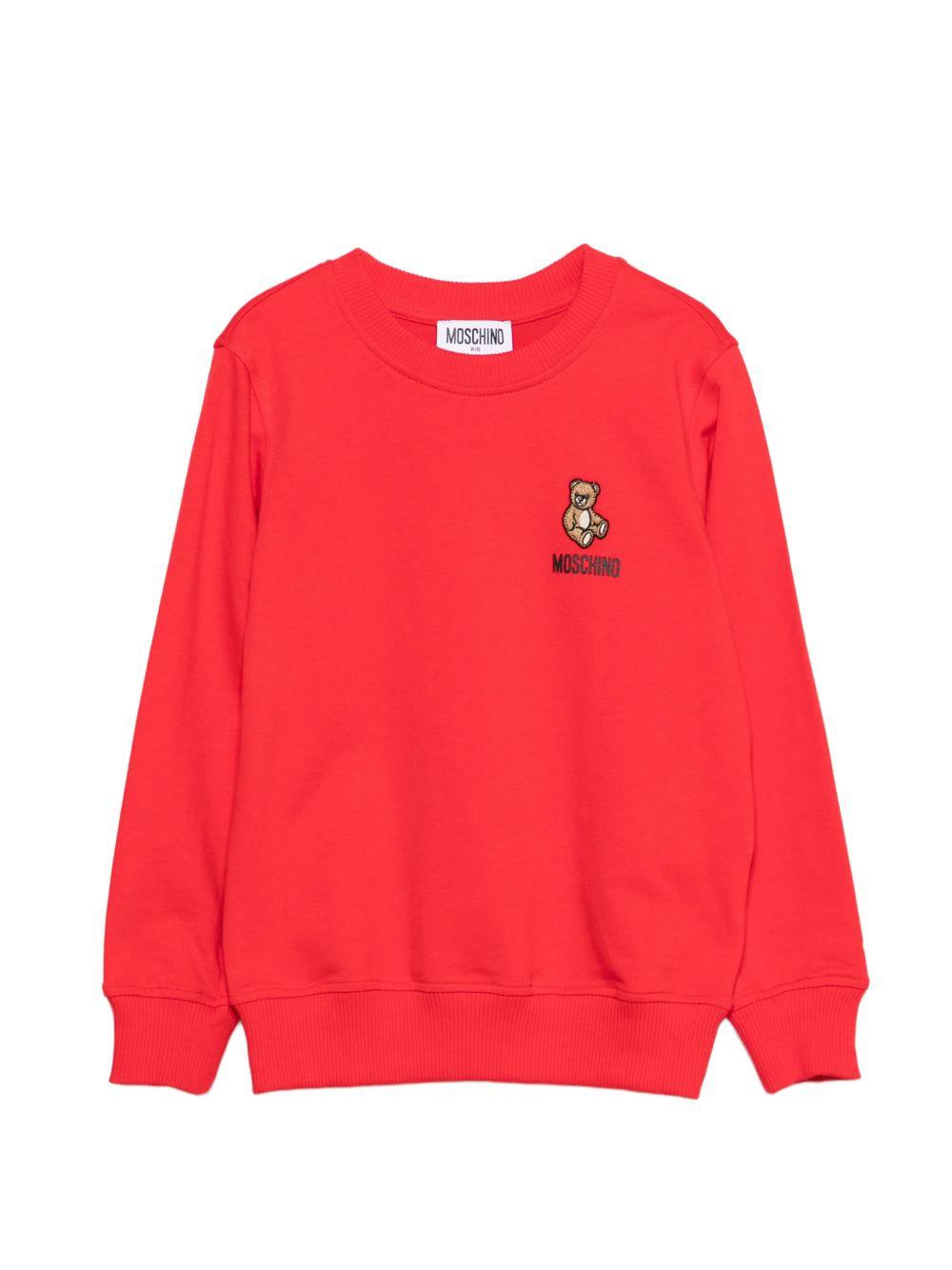 Felpa per bambini Moschino Kids rosso con applicazione Teddy Bear HUF09XLCA19 50109 MOSCHINO KIDS