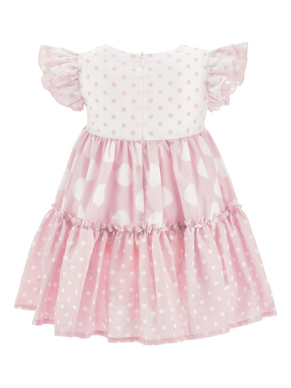 Abito per neonata Monnalisa rosa con stampa a pois 31G908 7662 9001 MONNALISA