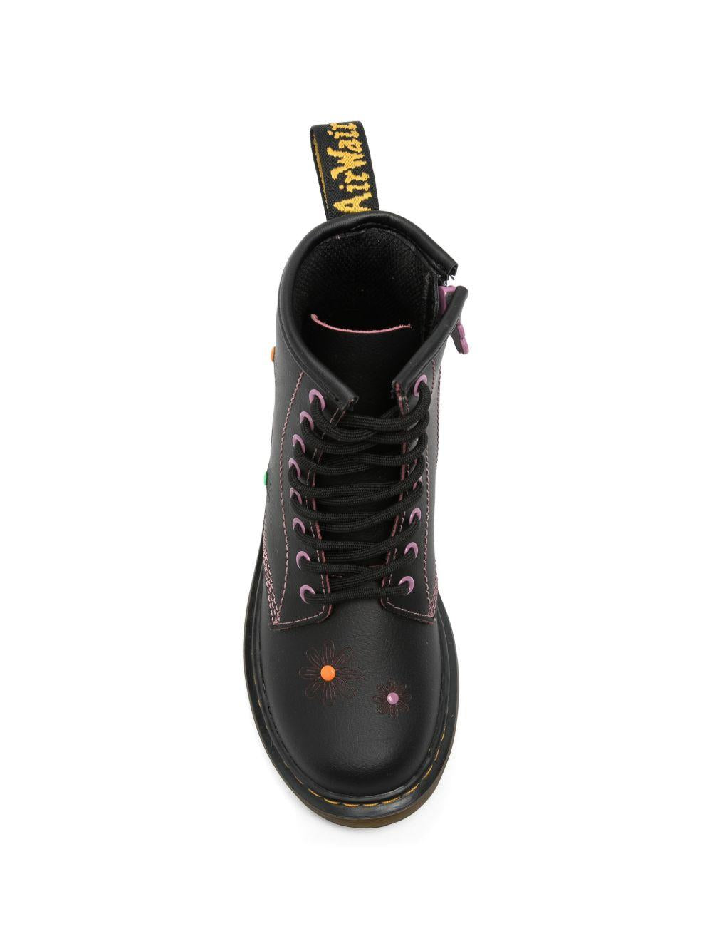 Stivali per bambina Dr. Martens Kids neri con dettagli rosa 42162001 1460 BLACK Dr martens kids