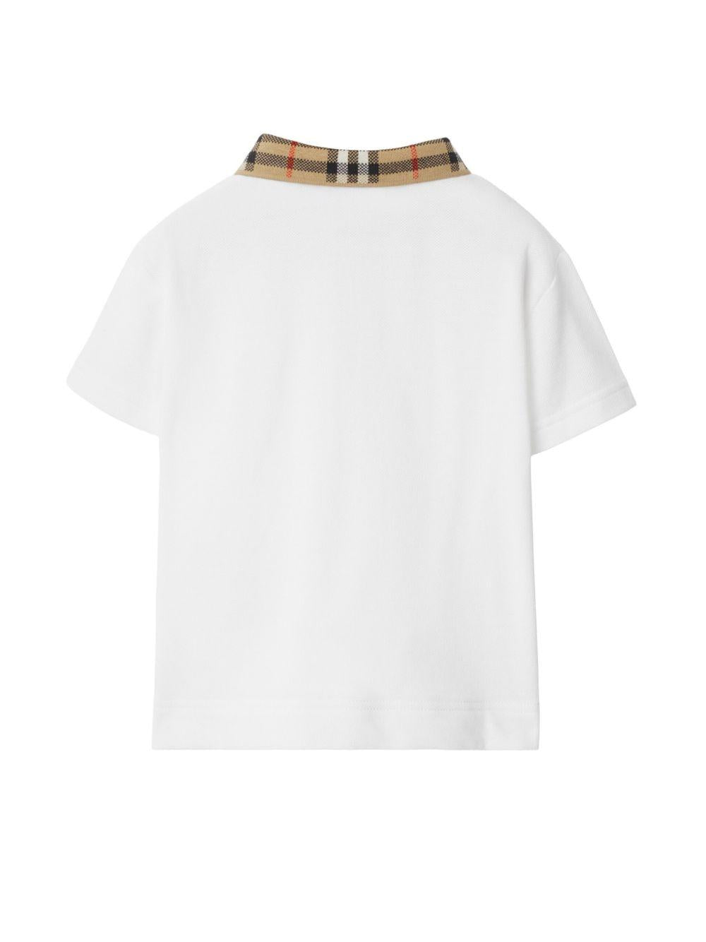 Polo per neonato Burberry Kids bianca con logo ricamato 8105577 A1464 BURBERRY KIDS