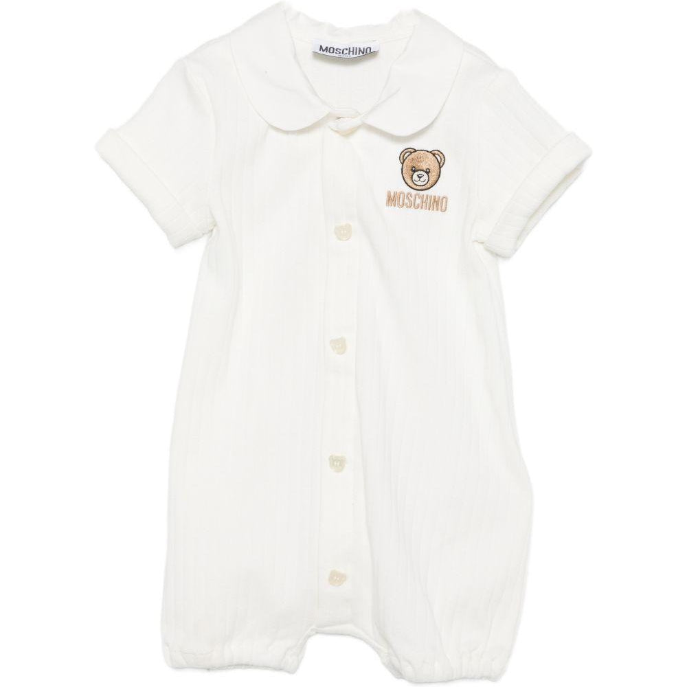 Tutina per neonati Moschino Kids bianca con applicazione Teddy Bear MUY08YLAA55 10063 MOSCHINO KIDS