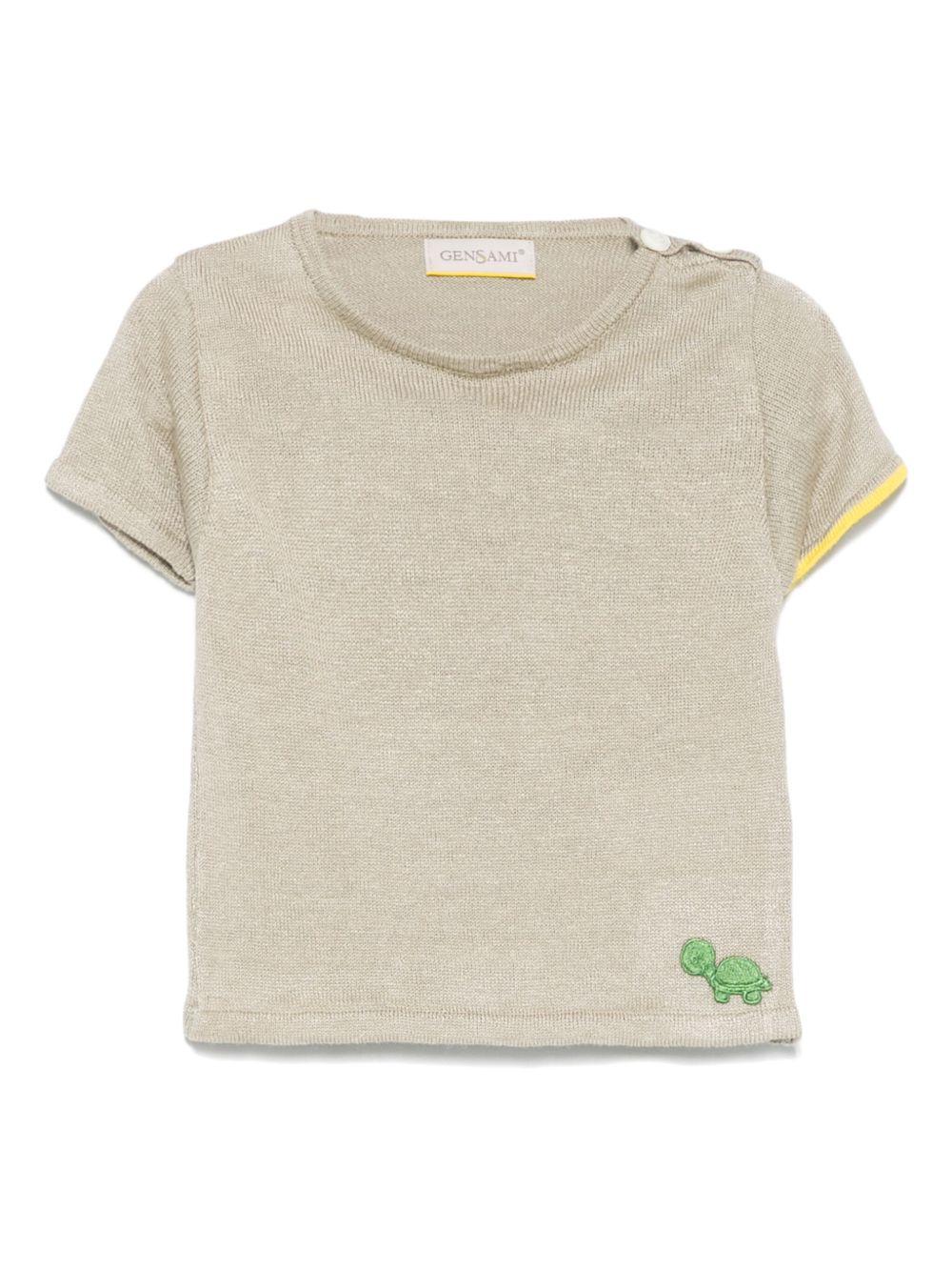 T-shirt per neonata Gensami kids grigio in maglia GIR01-B-SOFT GREY BEIGE GENSAMI