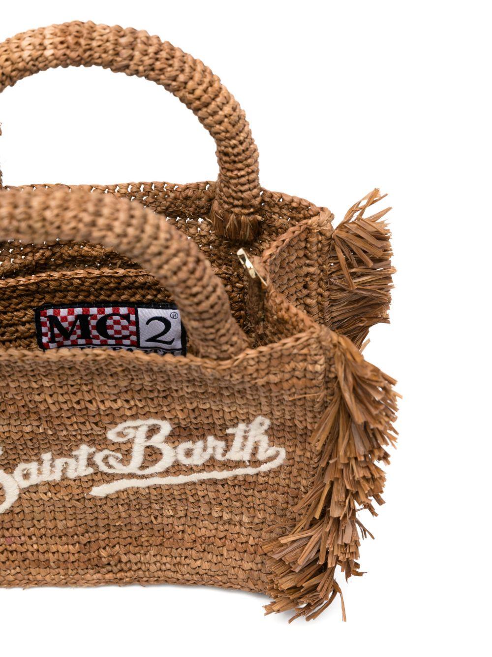 Borsa Vanity Mini MC2 Saint Barth marrone con logo ricamato VAMI017 00452L MC2 ST. BARTH KIDS