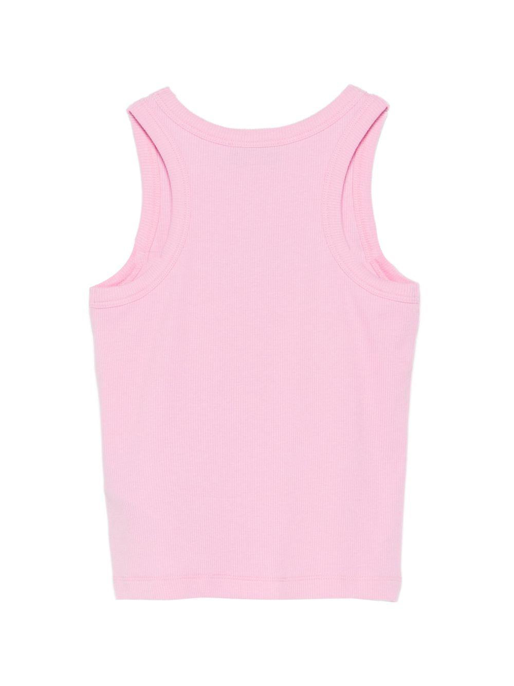 Canotta per bambina Moschino Kids rosa con motivo a coste HAM06MLBA39 51473 MOSCHINO KIDS