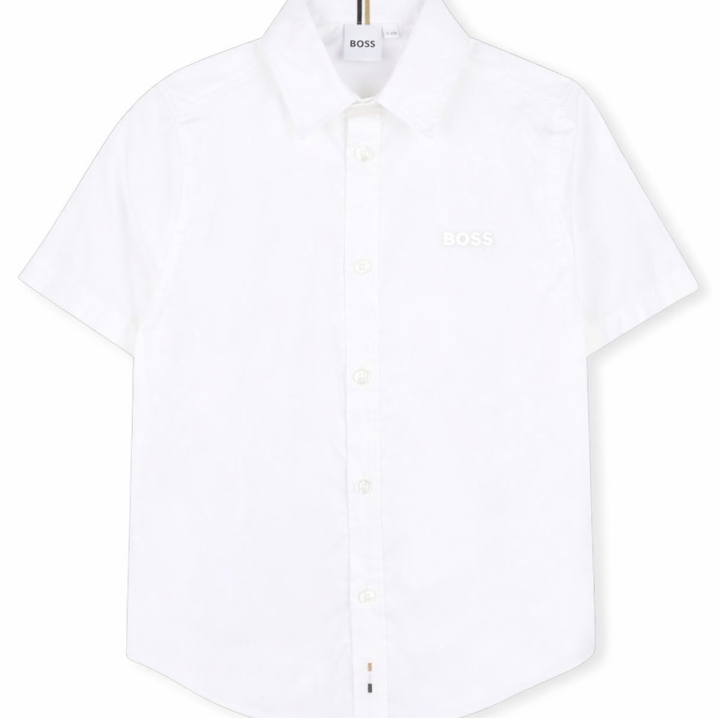 Camicia per bambino Boss Kids bianco con logo ricamato J53160 10P BOSS KIDS