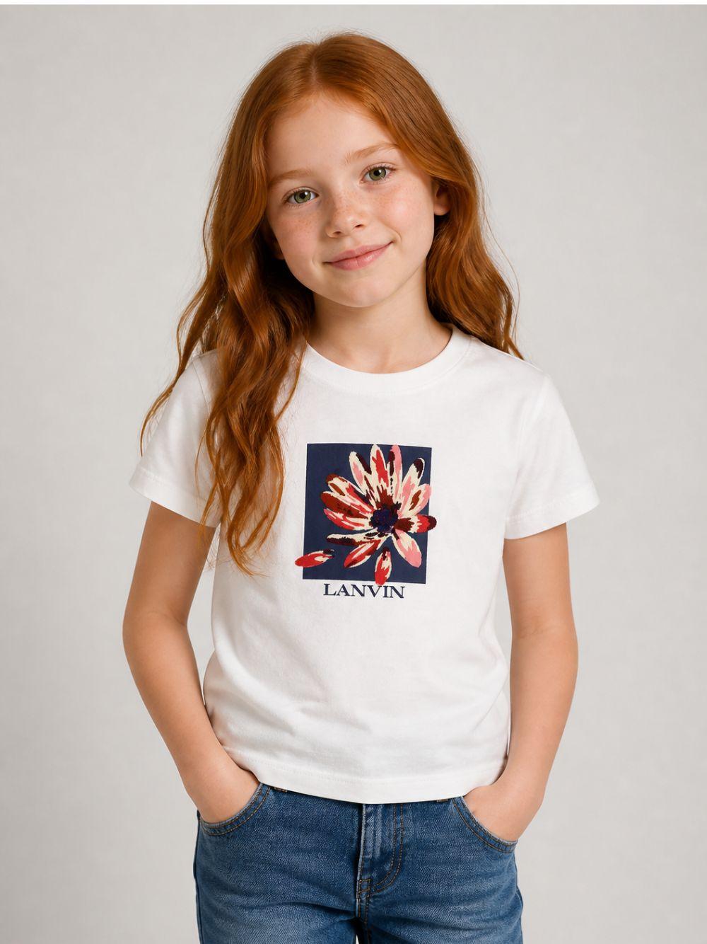 T-shirt per bambini Lanvin Kids bianca con stampa grafica N30398 117 LANVIN KIDS