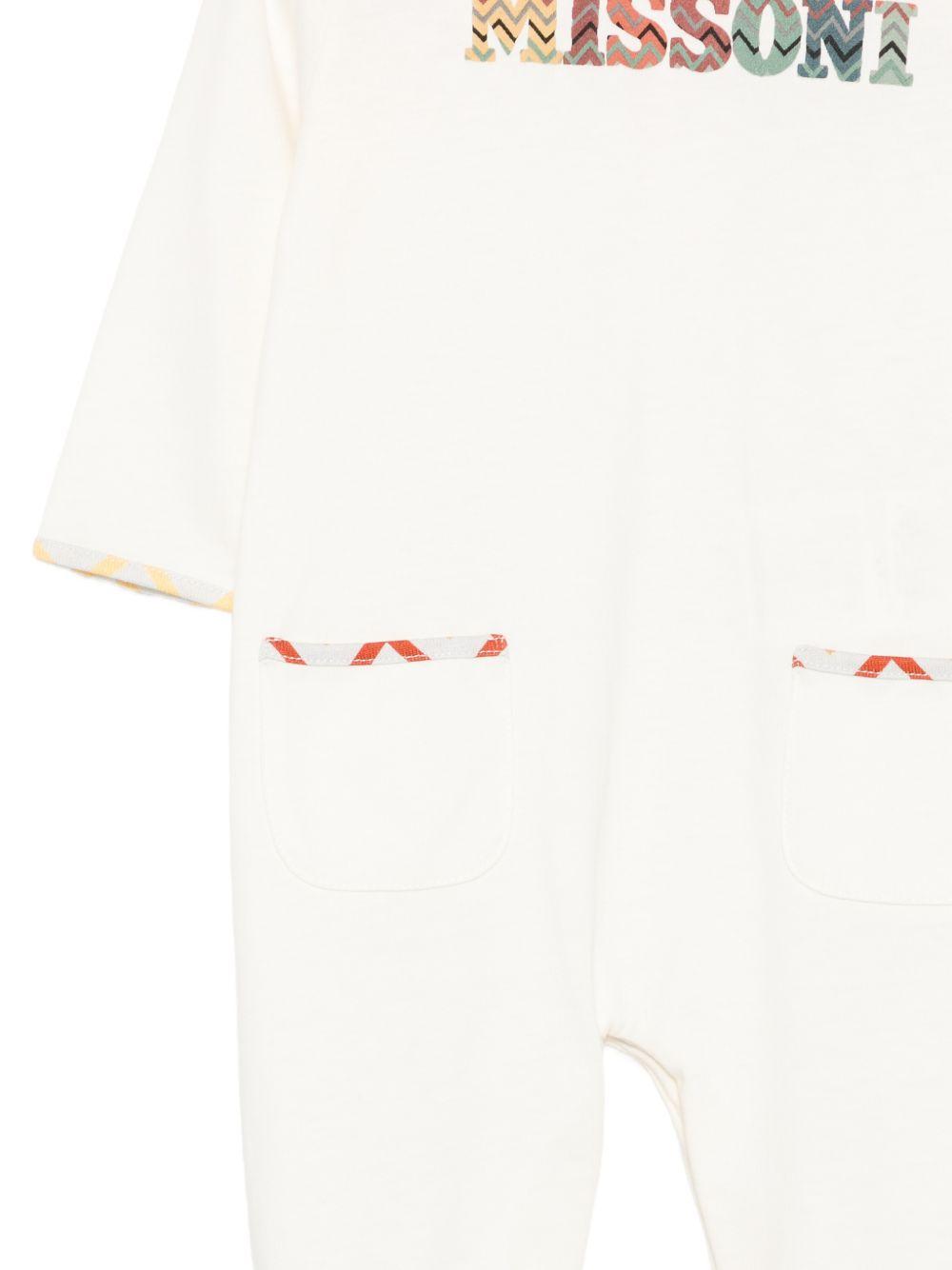 Set tutina, bavaglino e berretto per neonati Missoni Kids bianco con dettagli a zigzag MZB300 Z3672 102 MISSONI KIDS