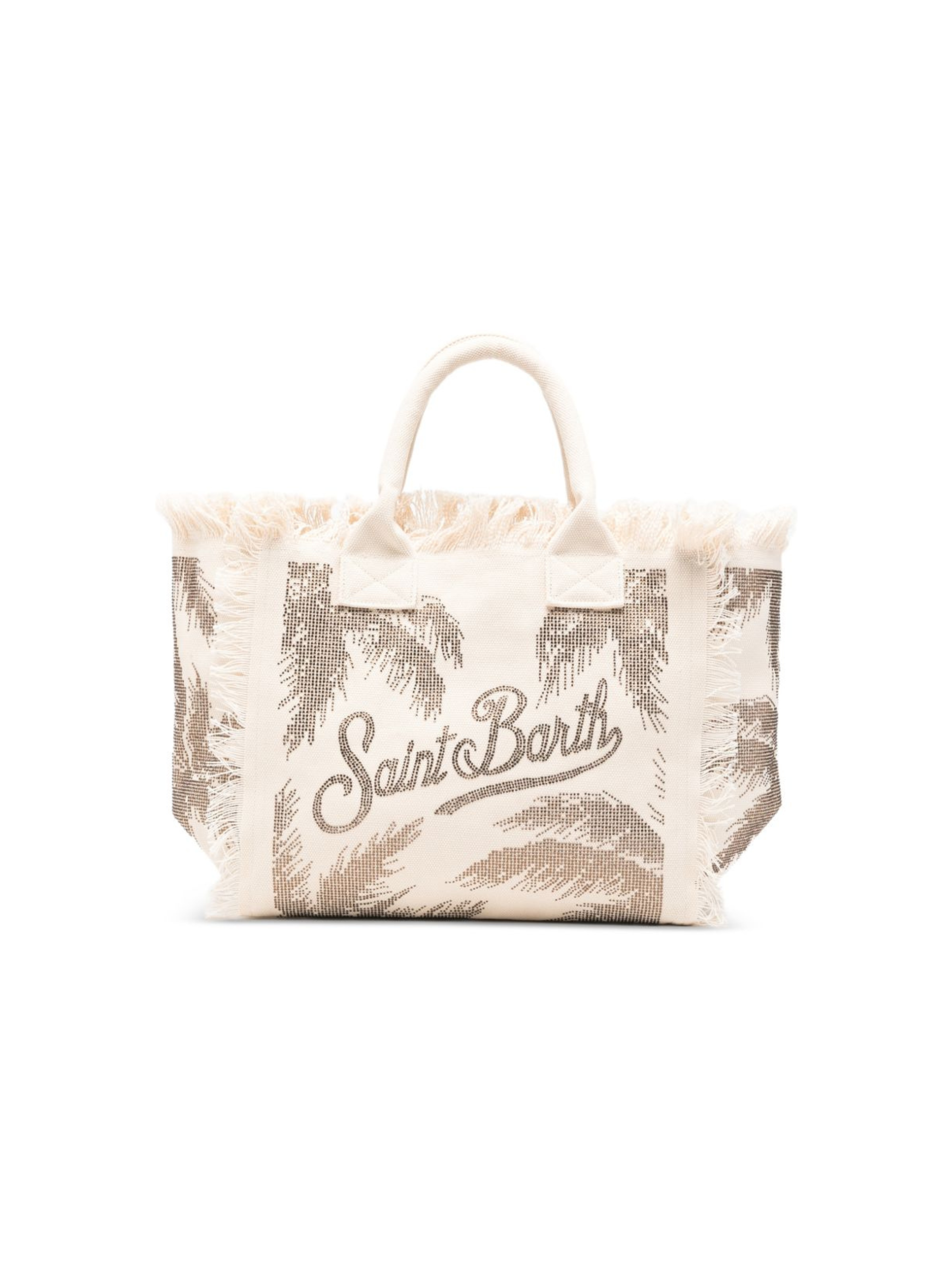 Borsa tote MC2 Saint Barth bianca con finiture con frange VANI001 08748L MC2 ST. BARTH KIDS