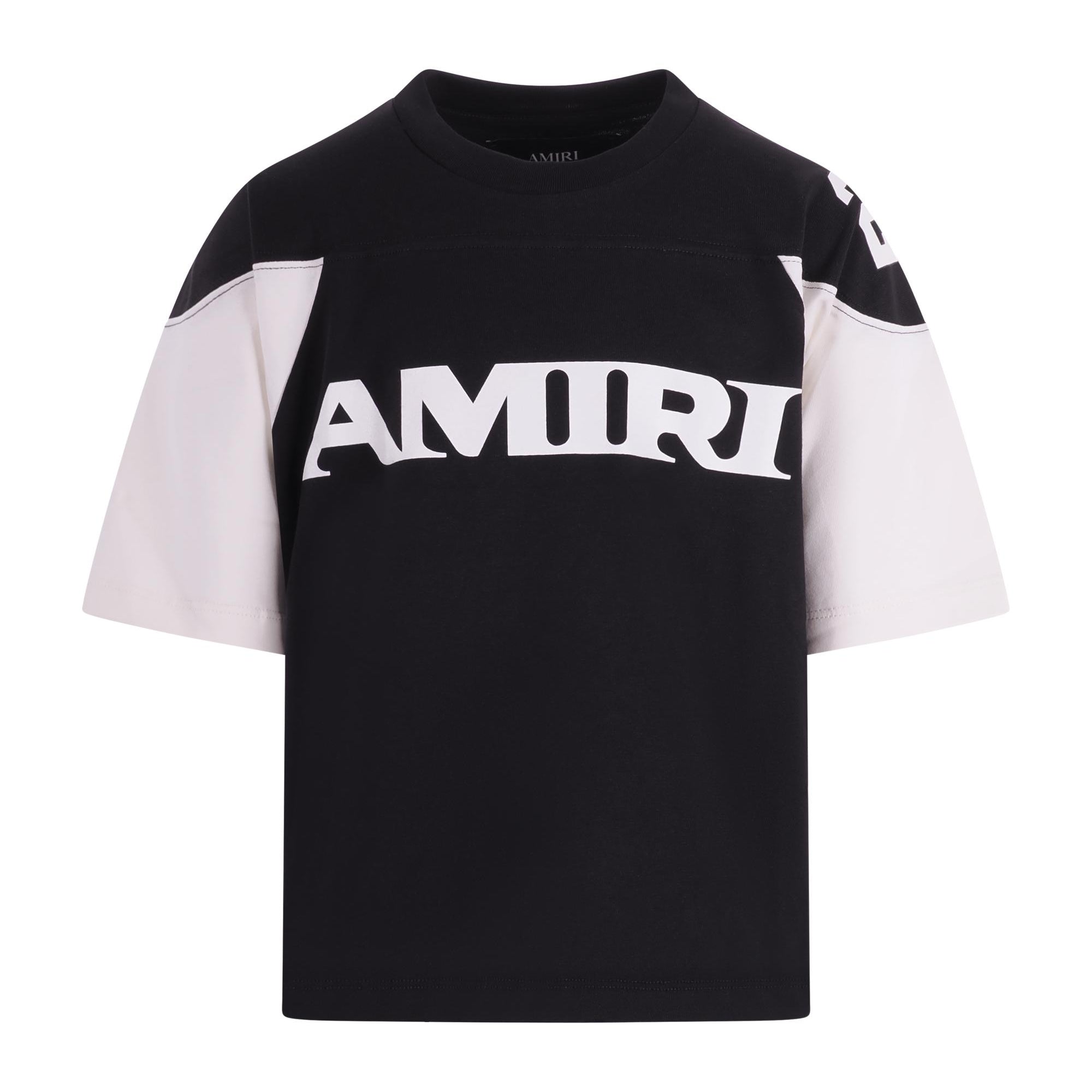 T-shirt per bambino Amiri Kids nero con logo sul davanti ACTOJR1002 001 AMIRI KIDS
