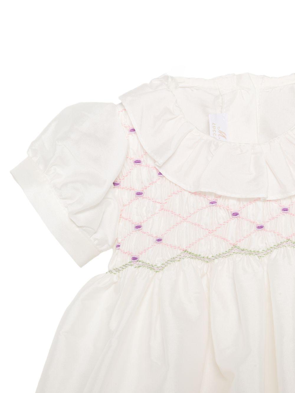 Abito per neonata Mariella Ferrari bianco con colletto a balze PLV20 070 MARIELLA FERRARI KIDS