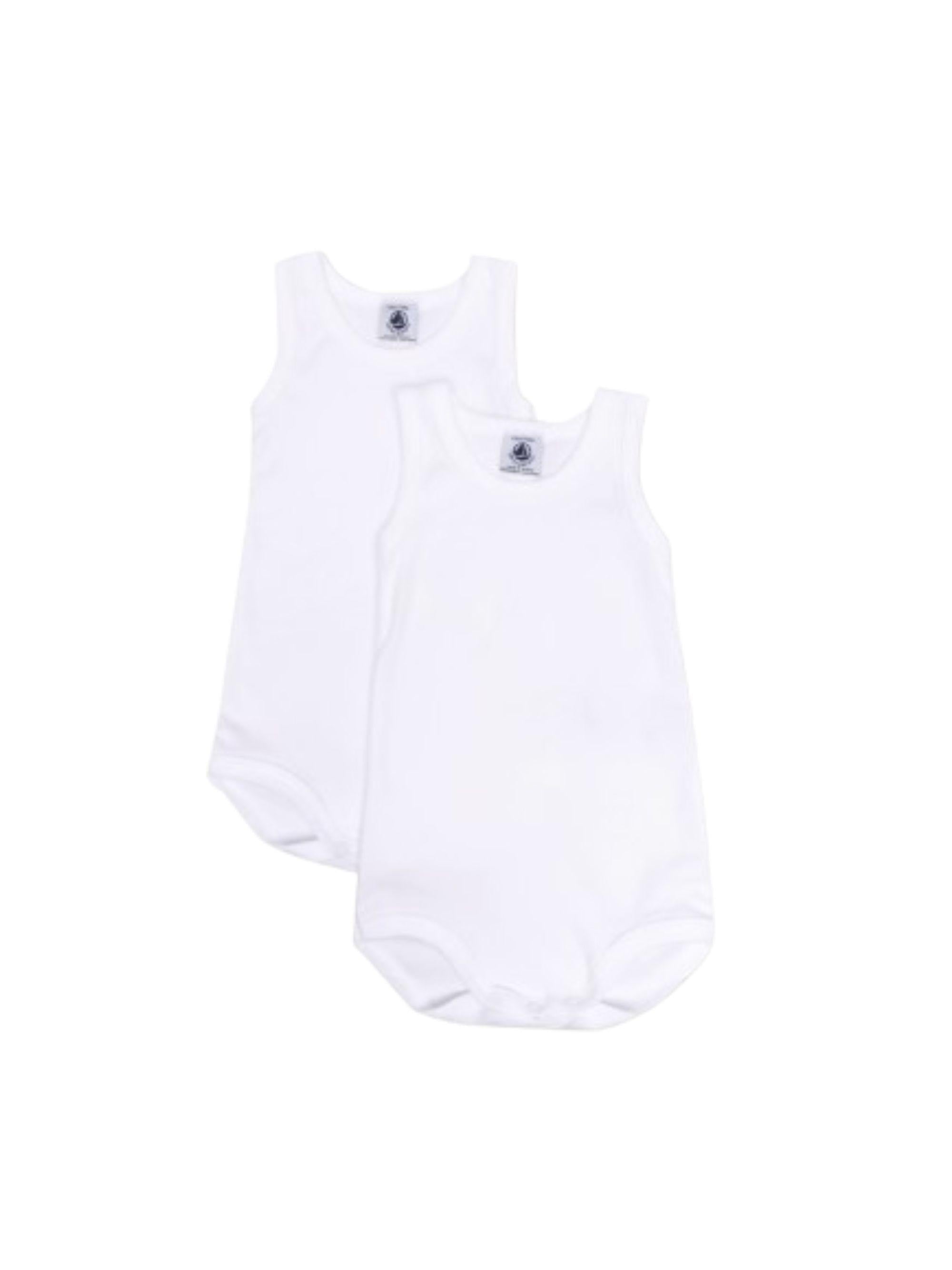 Set di due tutine per neonati Petit Bateau bianche con scollo rotondo A01T5 00 PETIT BATEAU KIDS