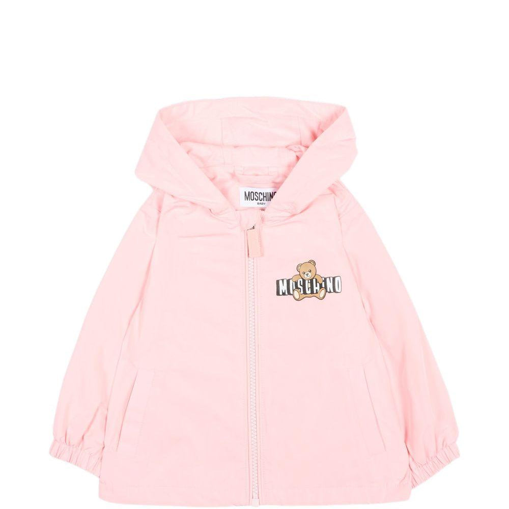 Giacca antipioggia per neonata Moschino Kids rosa con stampa Teddy Bear MUS033L3A39 50209 MOSCHINO KIDS