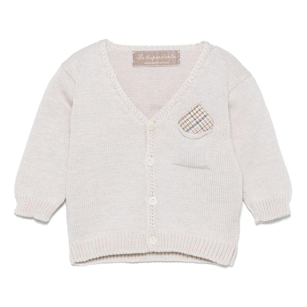 Cardigan per neonata La Stupenderia beige in cotone con tasca applicata sul petto SCCR71825 Z11 LA STUPENDERIA KIDS