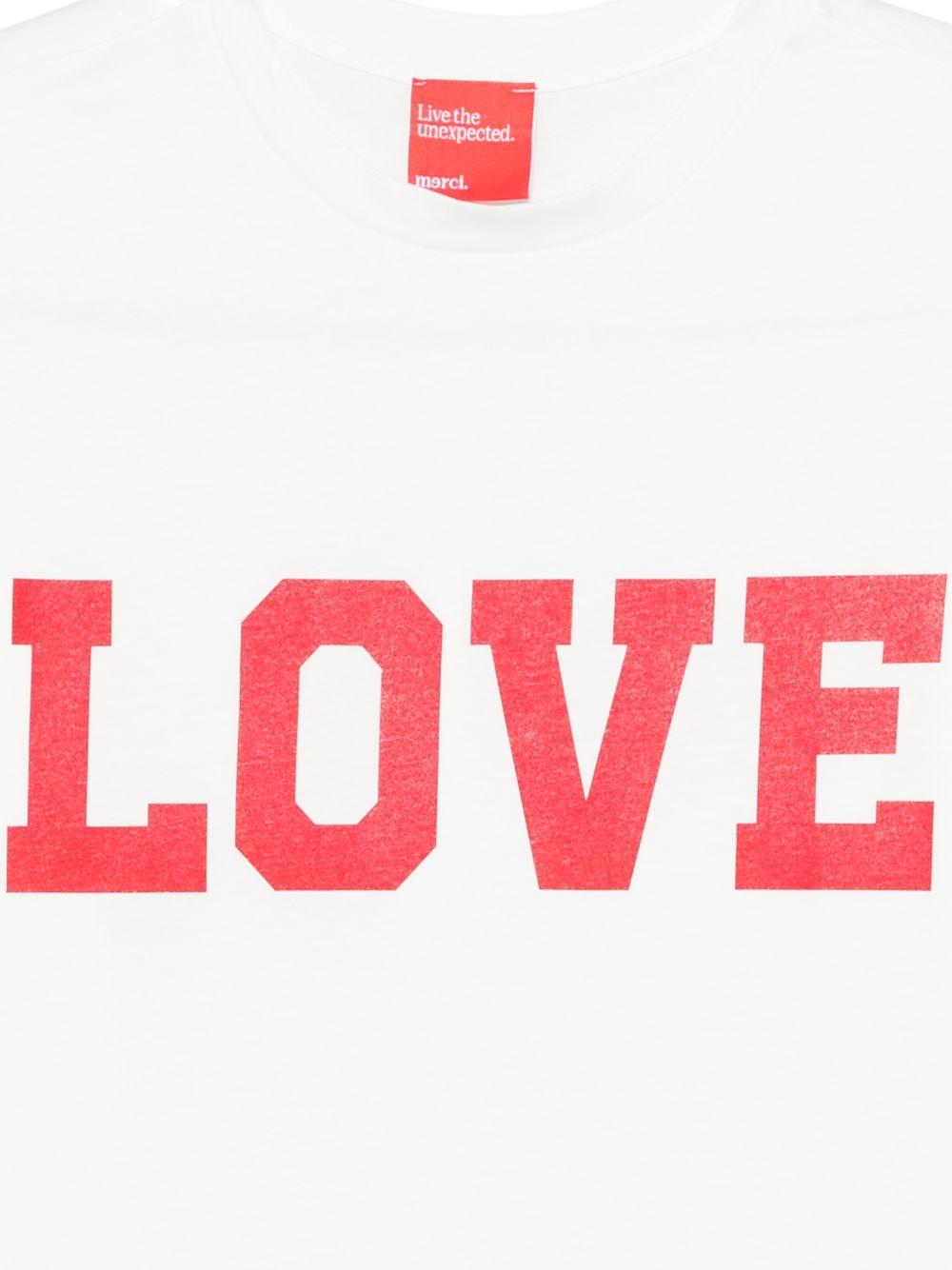 T-shirt da donna Merci bianca con stampa grafica Love MAM032 WHITE MERCI
