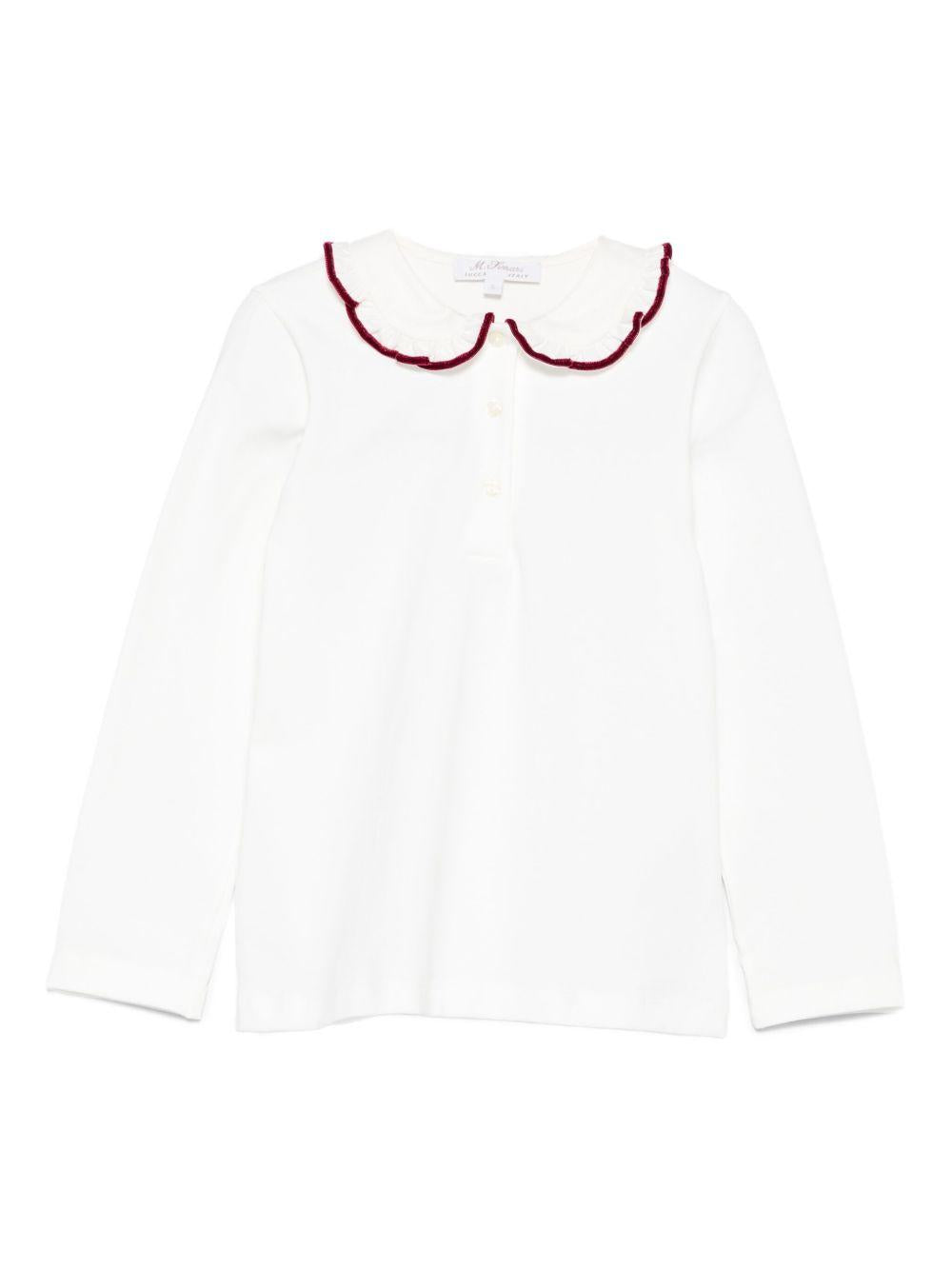 T-shirt per neonata Mariella Ferrari bianco con rifiniture bordeaux CM929MLNB 093B MARIELLA FERRARI