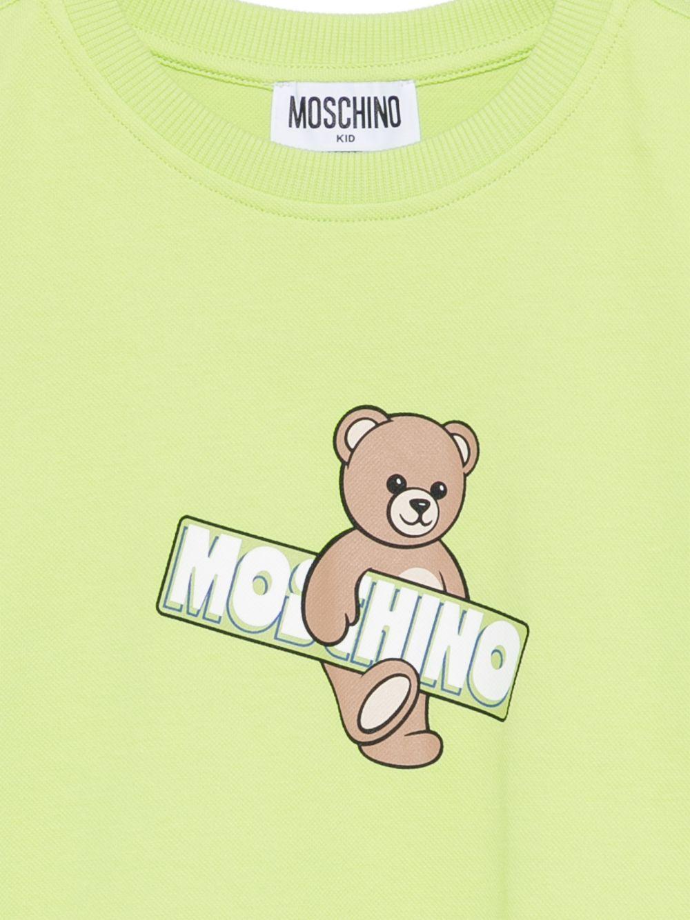 T-shirt per bambini Moschino Kids verde con stampa Teddy Bear sul davanti HYM03SLFA07 30355 MOSCHINO KIDS
