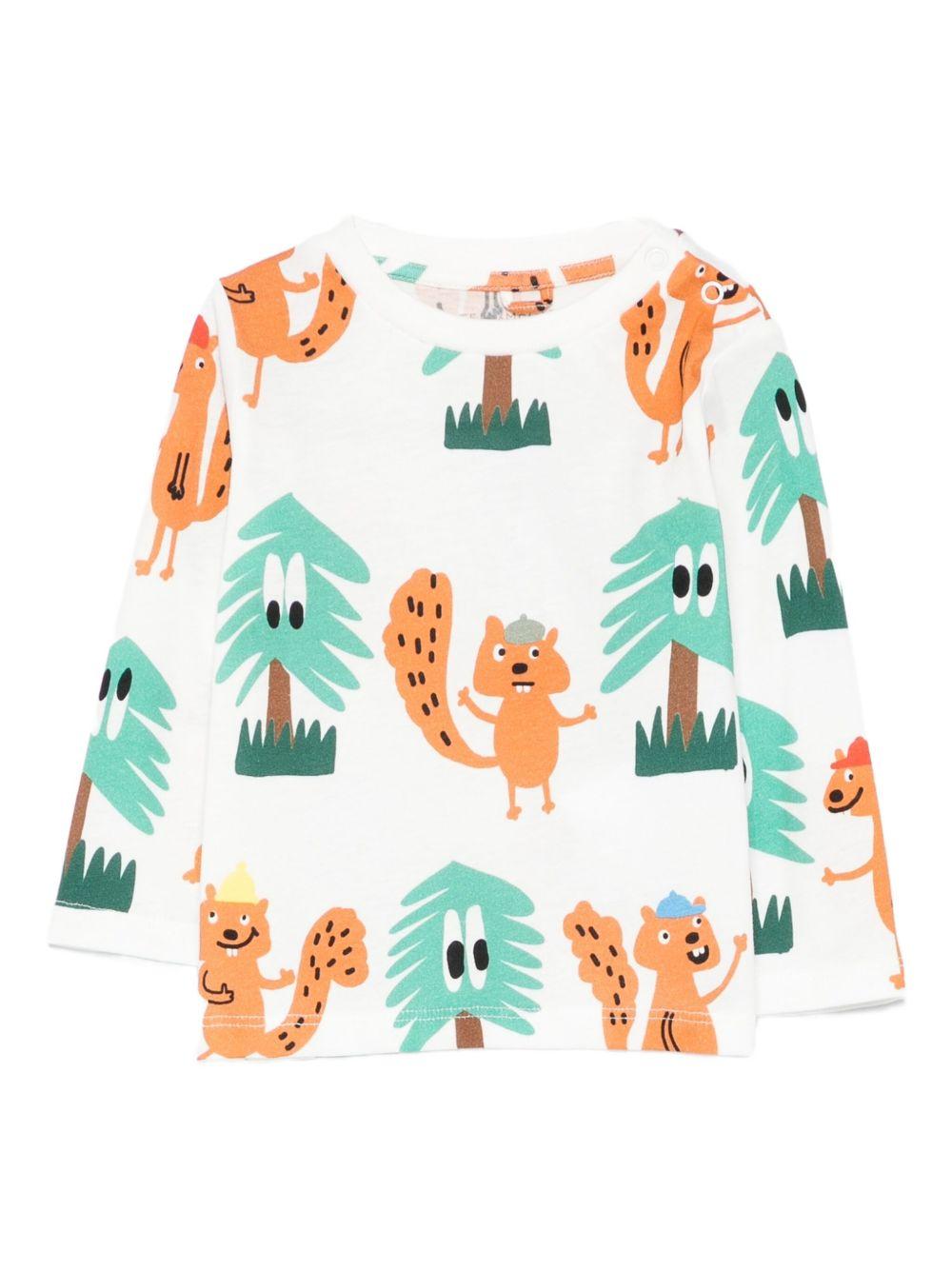 T-shirt per neonato Stella McCartney Kids bianco con stampa scoiattolo TX8640 Z3151 101MC STELLA McCARTNEY KIDS