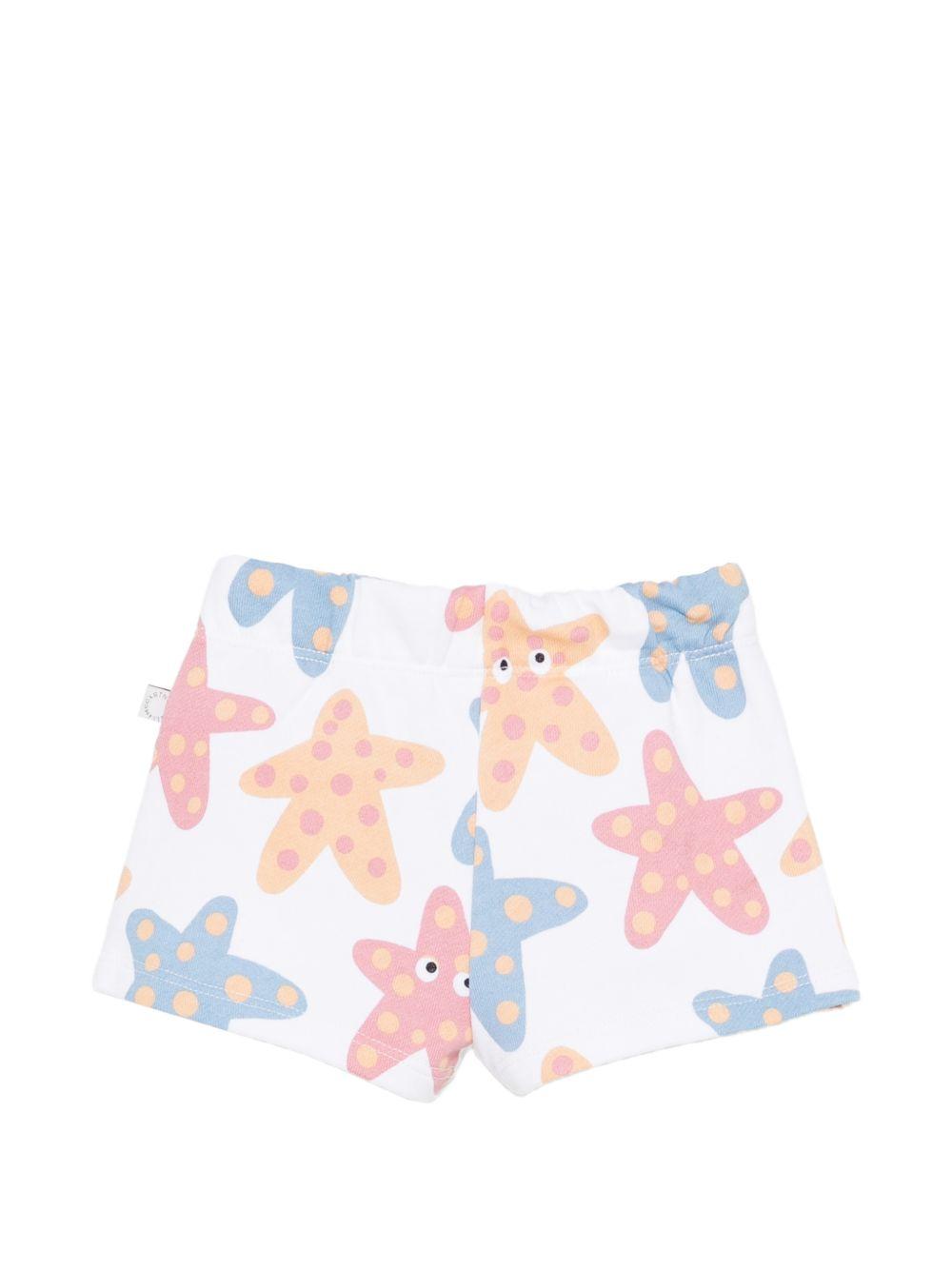 Shorts per neonati Stella McCartney Kids bianco con stampa grafica stelle marine TY6089 Z3572 100MC STELLA McCARTNEY KIDS