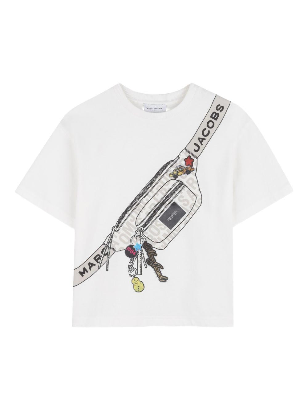 T-shirt per bambini The Marc Jacobs Kids bianca con dettaglio borsello W60763 126 THE MARC JACOBS KIDS