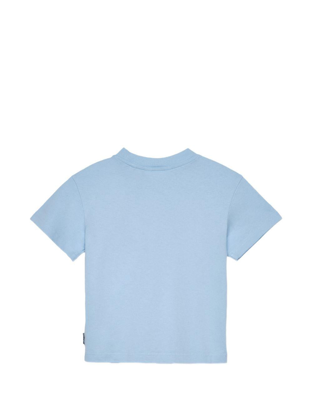 T-shirt per bambino Palm Angels Kids azzurra con logo sul davanti PBAA003S26JER004 960 PALM ANGELS KIDS