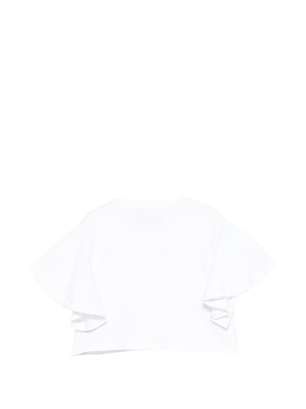 T-shirt per bambina John Richmond Junior bianca con ruches RGP26008TO WHITE JOHN RICHMOND KIDS