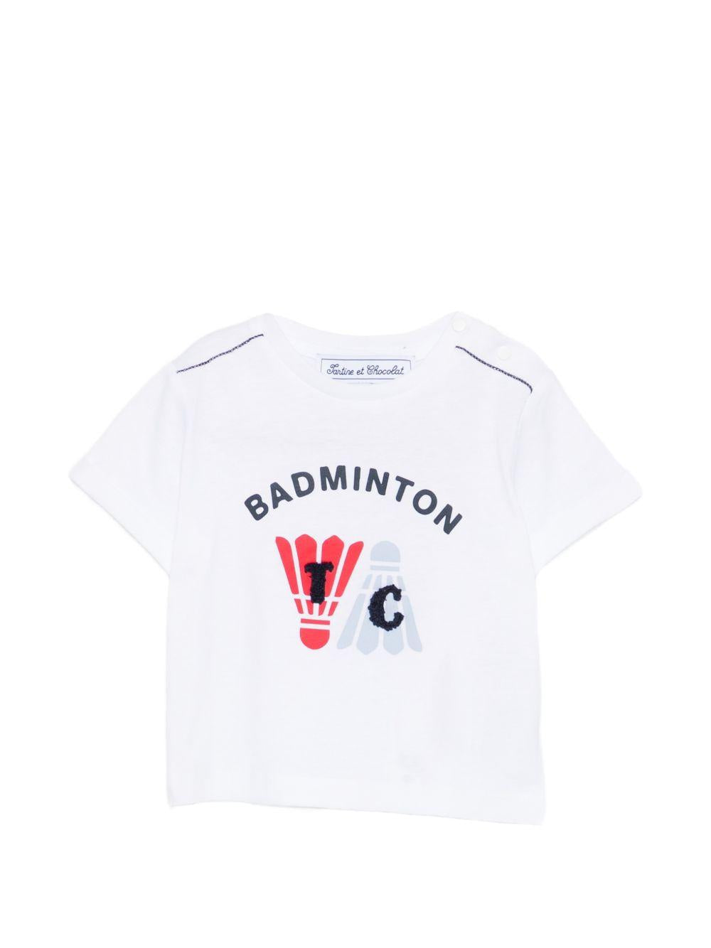 T-shirt per neonato Tartine & Chocolat bianca con stampa badminton CC10071 04 TArtine & Chocolat KIDS