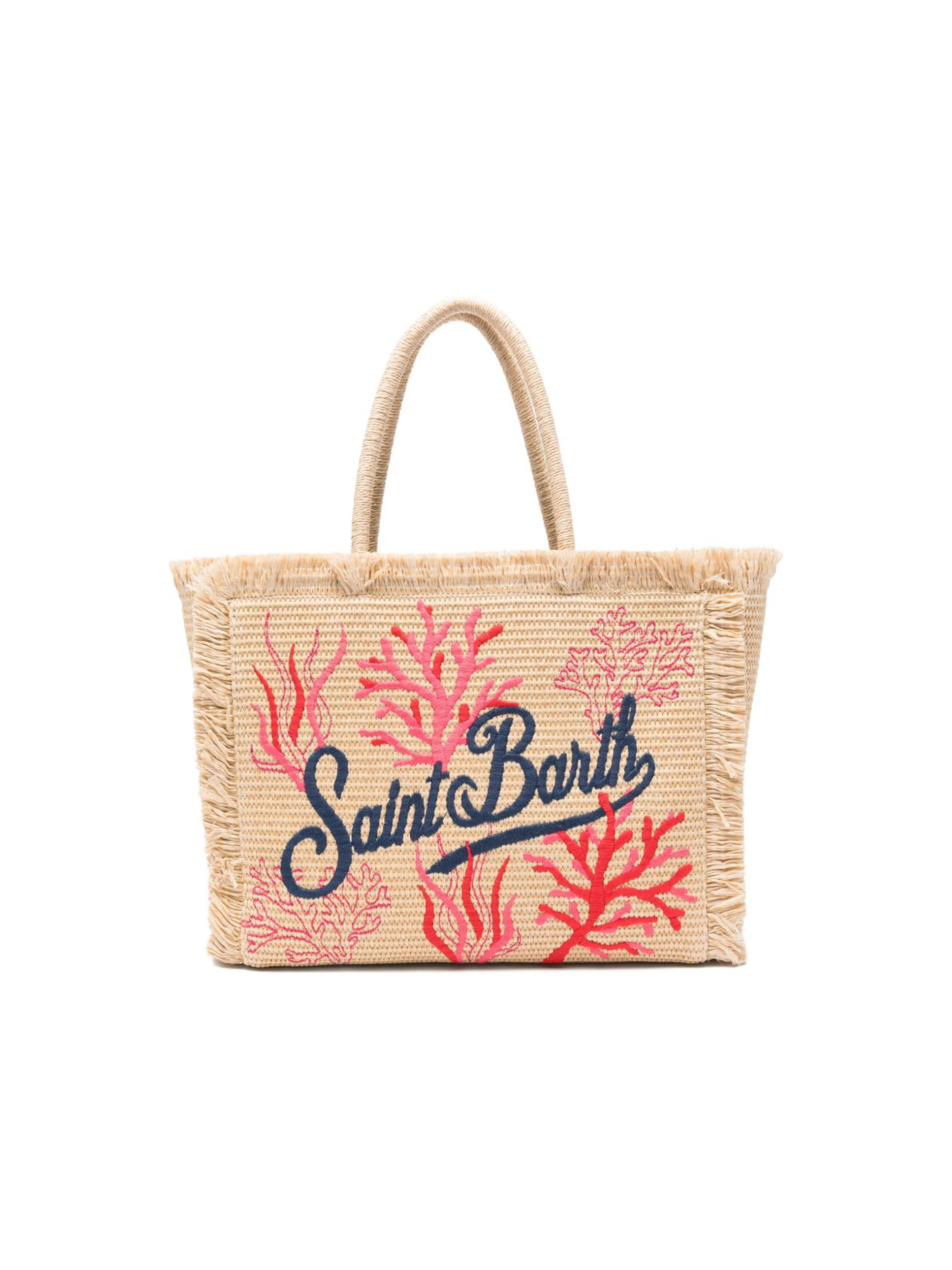 Borsa tote vanity MC2 Saint Barth beige intrecciato con logo ricamato sul davanti VANI021 09064L MC2 ST. BARTH KIDS