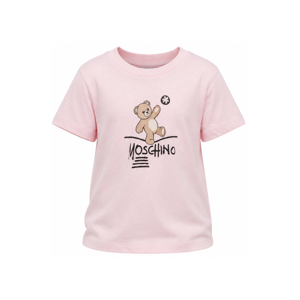 T-shirt per bambina Moschino Kids rosa con motivo Teddy Bear HUM05XLAA20 50209 MOSCHINO KIDS