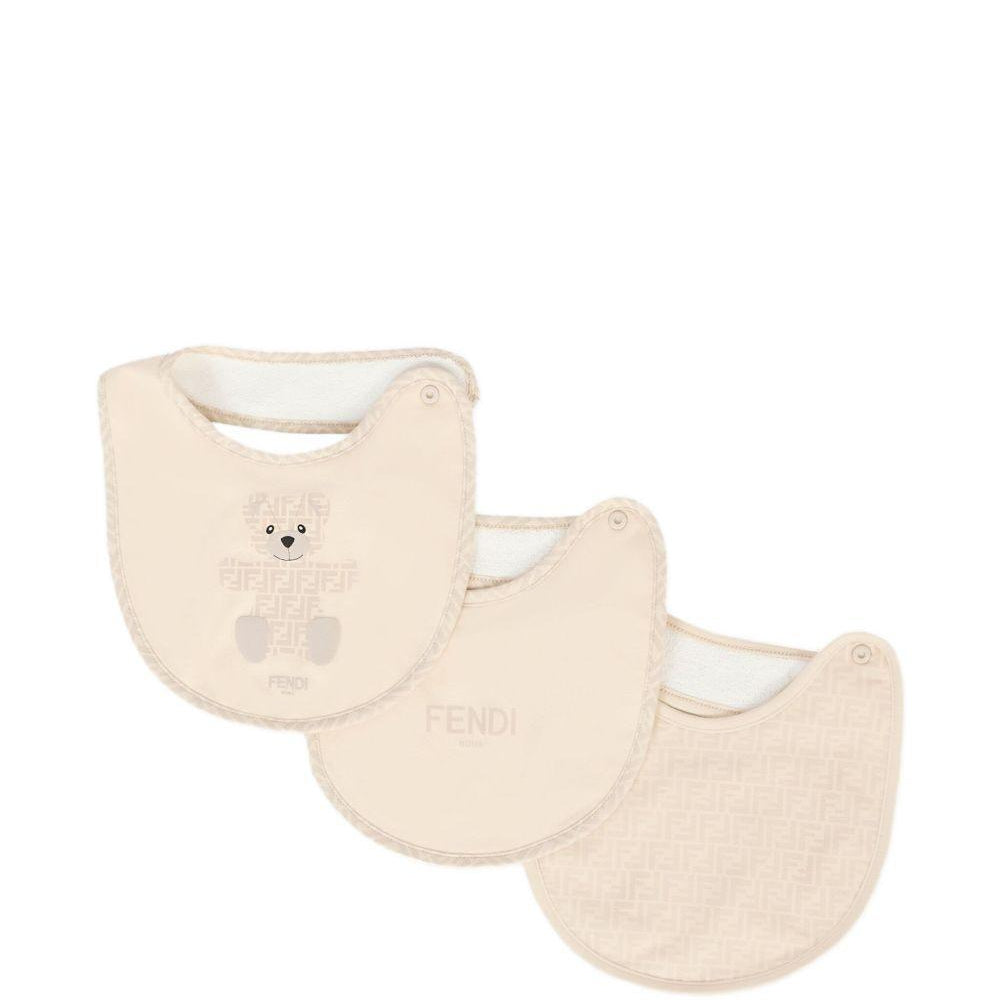 Bavaglini per neonati Fendi Kids beige con motivo con logo FF BUJ307 ST8 F19J5 FENDI KIDS