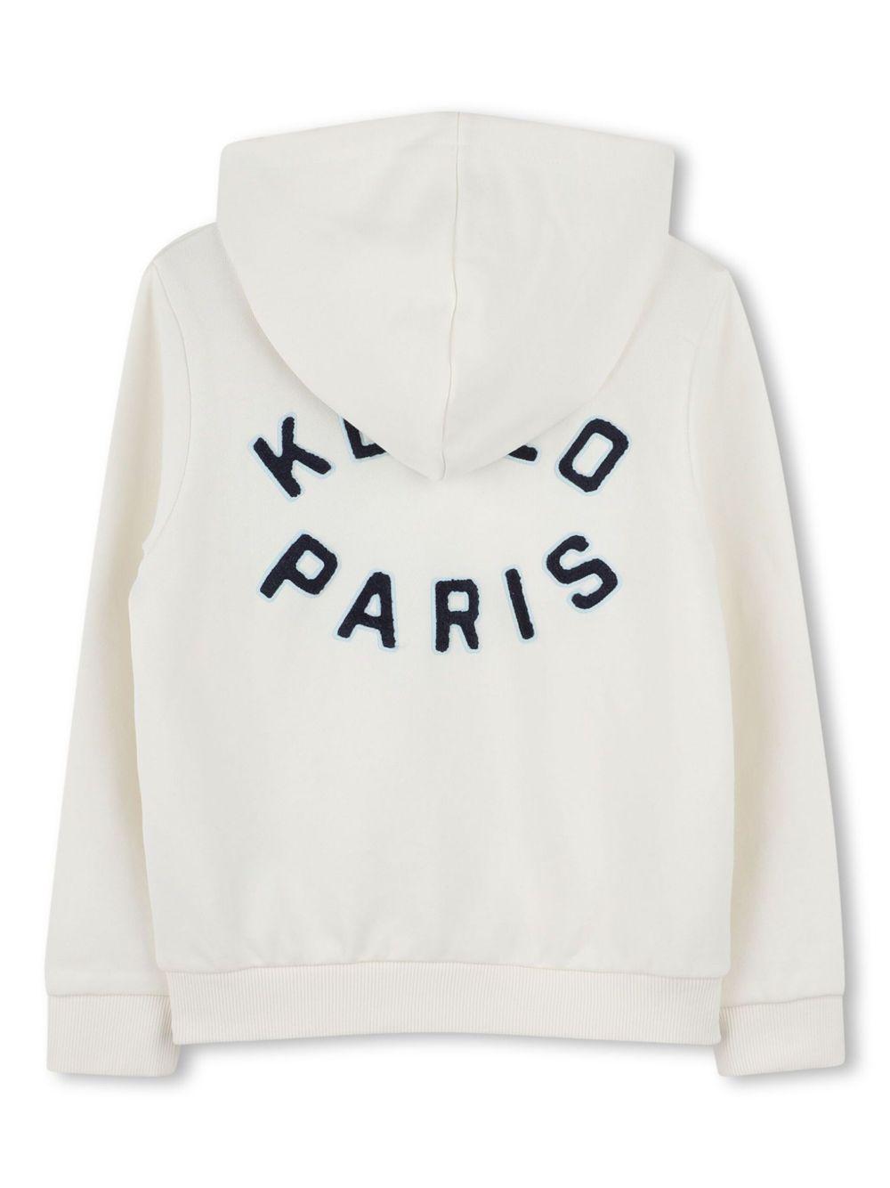 Felpa per bambino Kenzo Kids bianco con ricamo del logo, cappuccio e zip K61176 117 KENZO KIDS