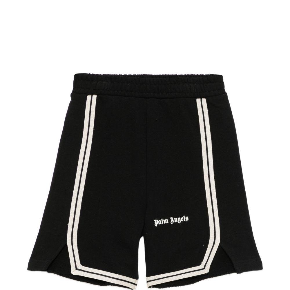 Shorts per bambino Palm Angels Kids nero con dettaglio logo PBCI007S26FLE001 110 PALM ANGELS KIDS