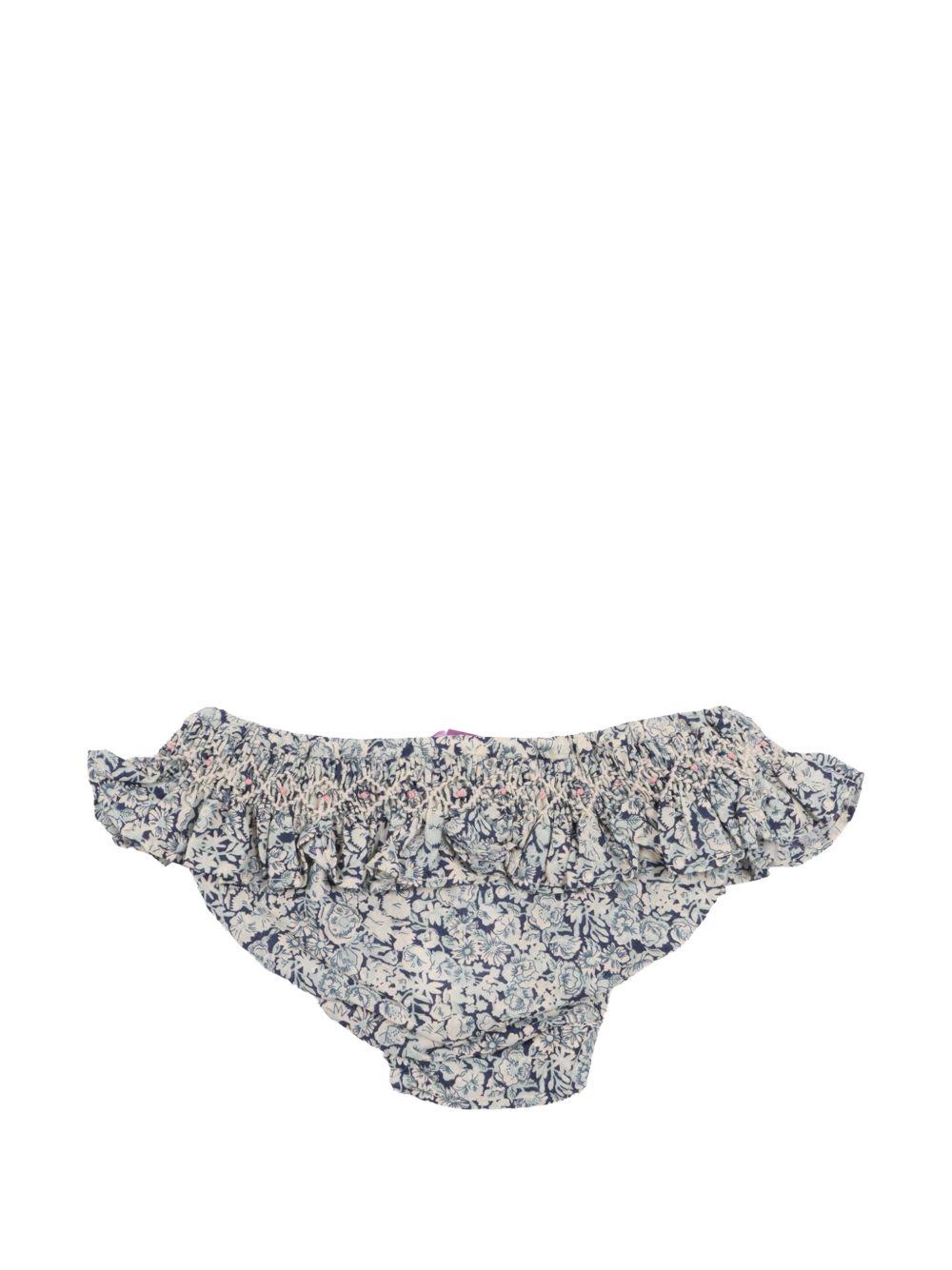 Costume per neonata Bonpoint blu con stampa floreale all-over S06XSSW00001 519A BONPOINT