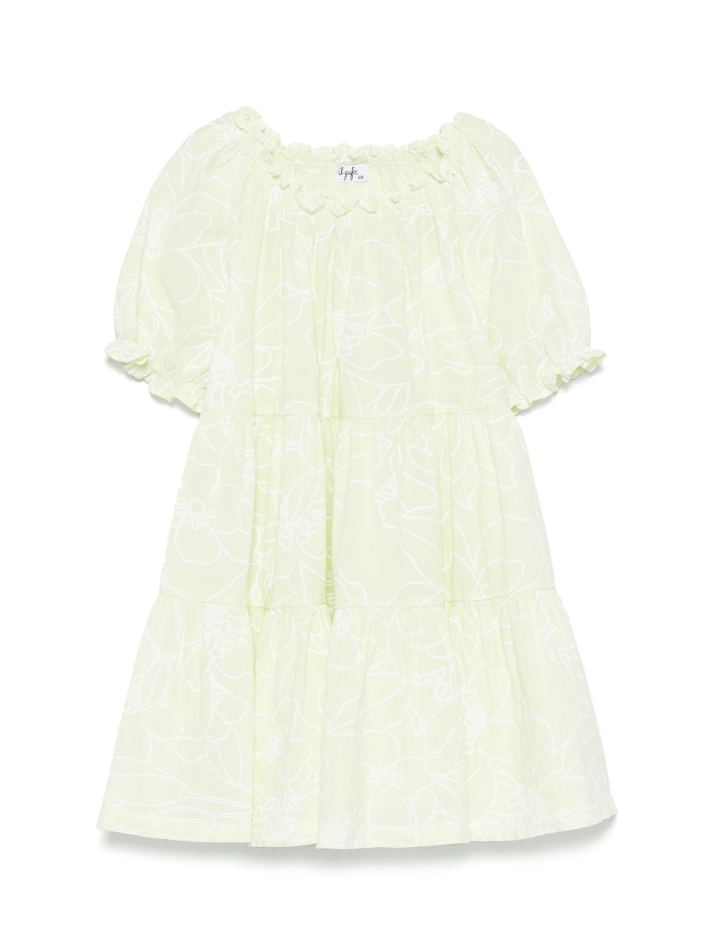 Abito per bambina Il Gufo verde a fiori con maniche corte a palloncino P25VM786C6068 515 IL GUFO