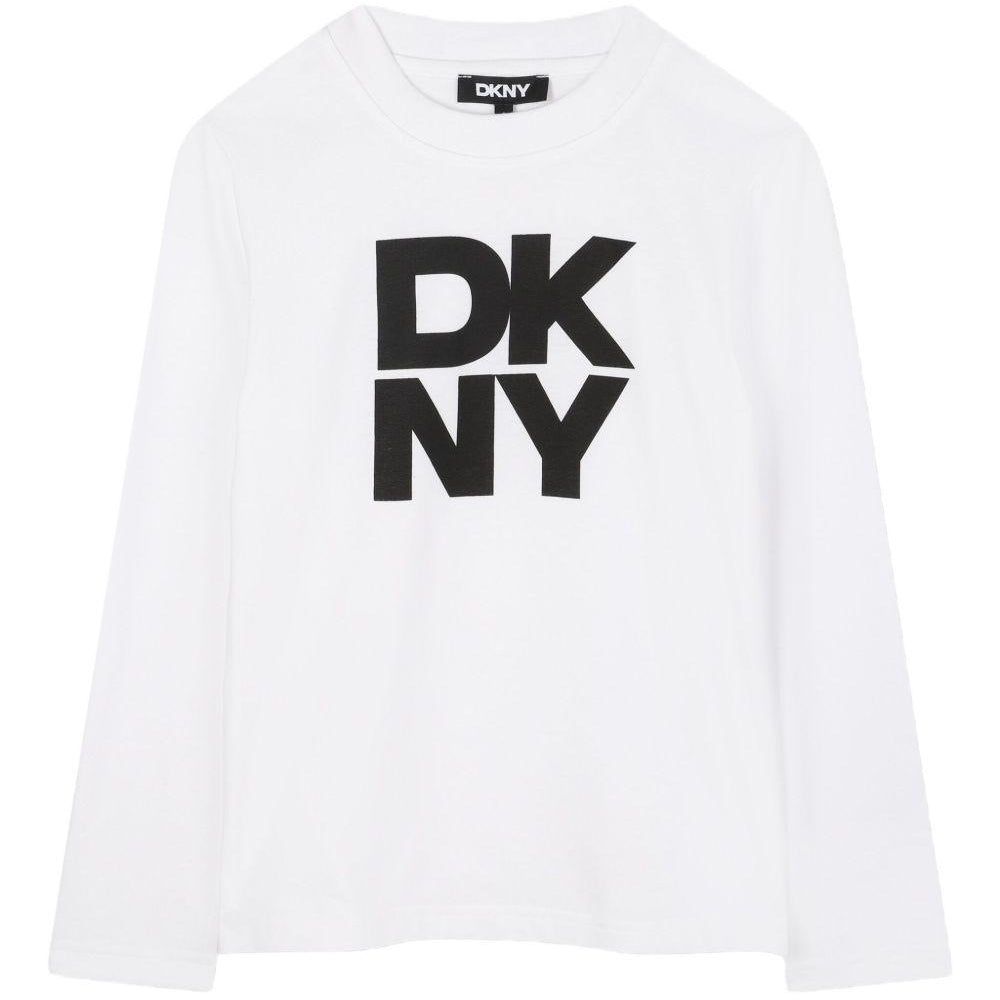 T-shirt per bambino DKNY Kids bianca con logo D62457 10P DKNY