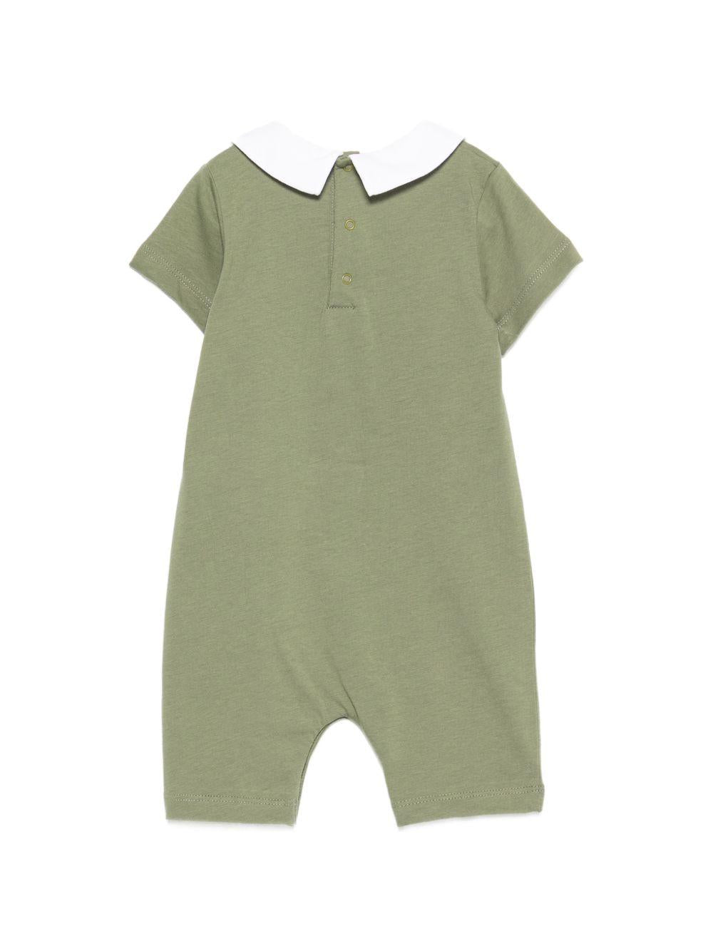 Tutina per neonati Moschino Kids verde con colletto alla Peter Pan MNY03YLAA03 30037 MOSCHINO KIDS