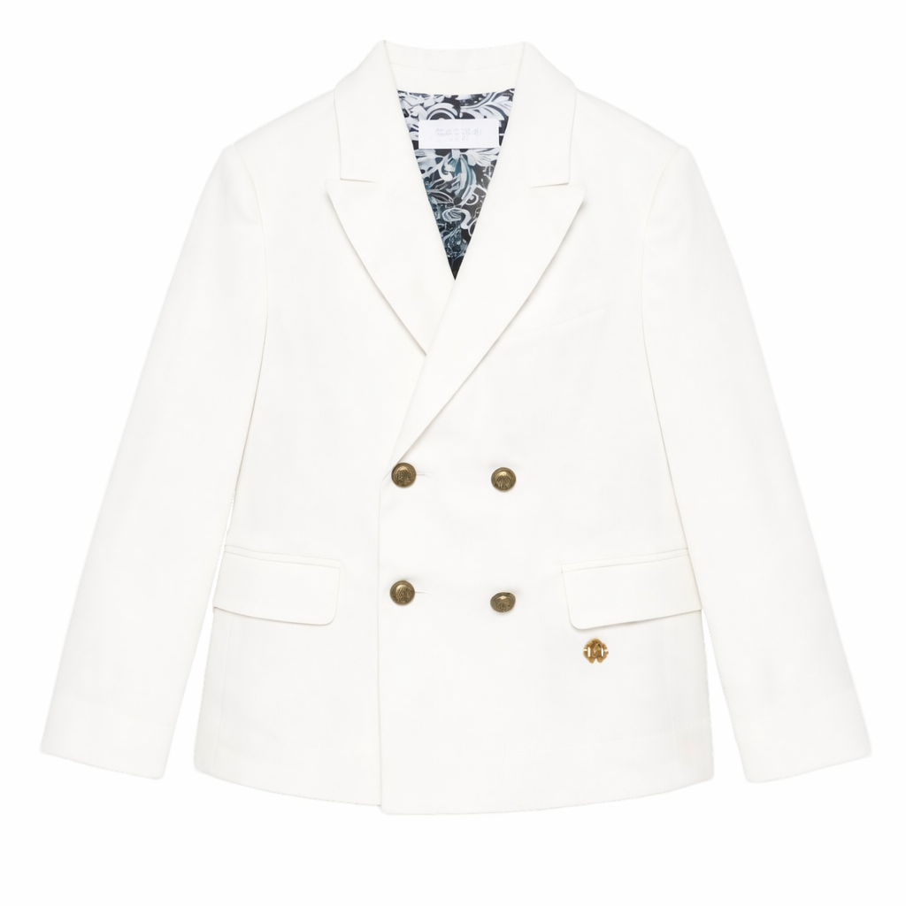 Blazer a doppiopetto per bambino Roberto Cavalli Kids bianco con bottoni CBP26100GC WHITE ROBERTO CAVALLI KIDS