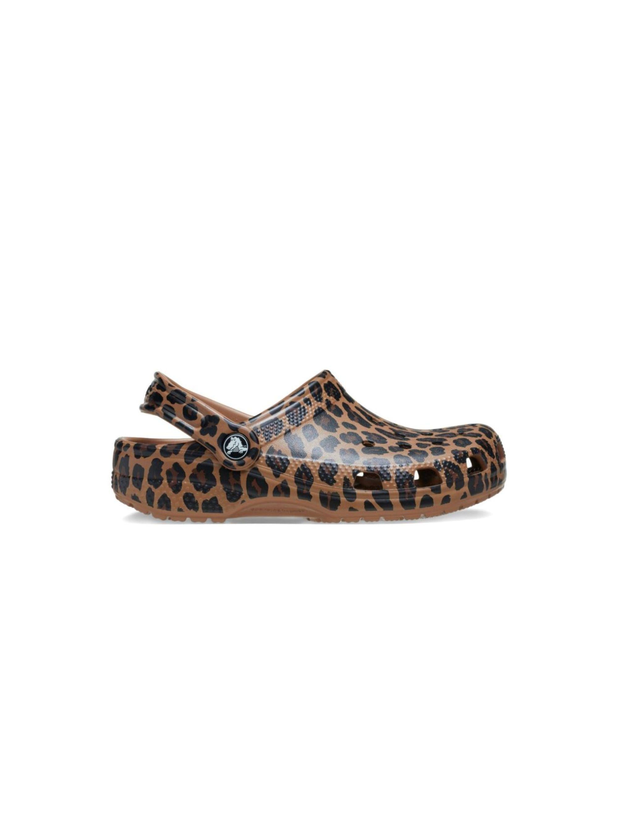 Clogs per bambina Crocs Kids marrone con stampa leopardata 211881 SELE CROCS KIDS