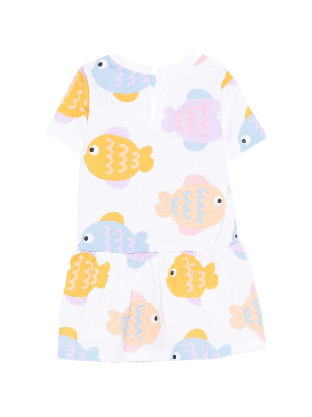 Abito per neonata Stella McCartney Kids bianco con stampa grafica pesciolini TY1081 Z3573 100MC STELLA McCARTNEY KIDS